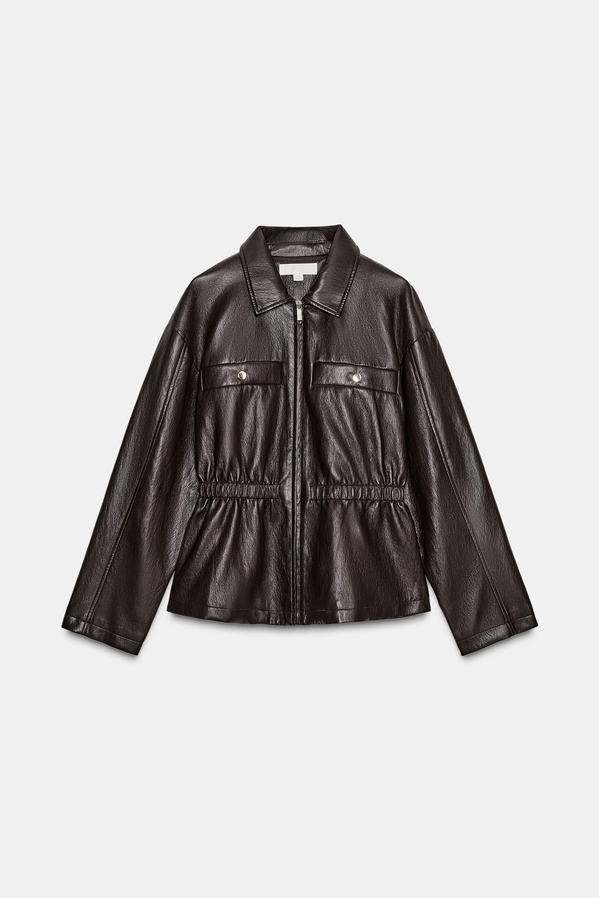 FAUX LEATHER ELASTIC WAIST JACKET by ZARA