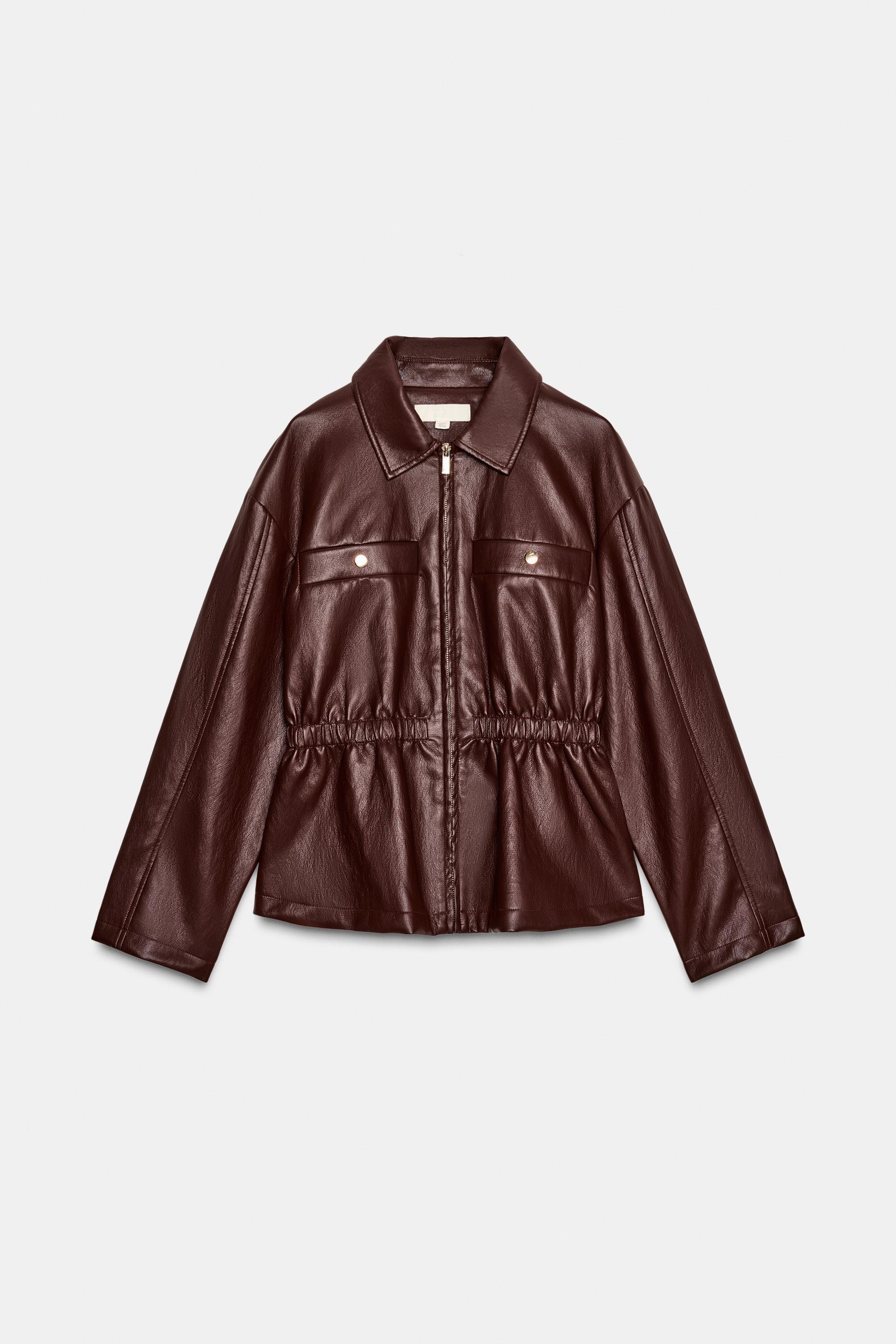 FAUX LEATHER ELASTIC WAIST JACKET by ZARA