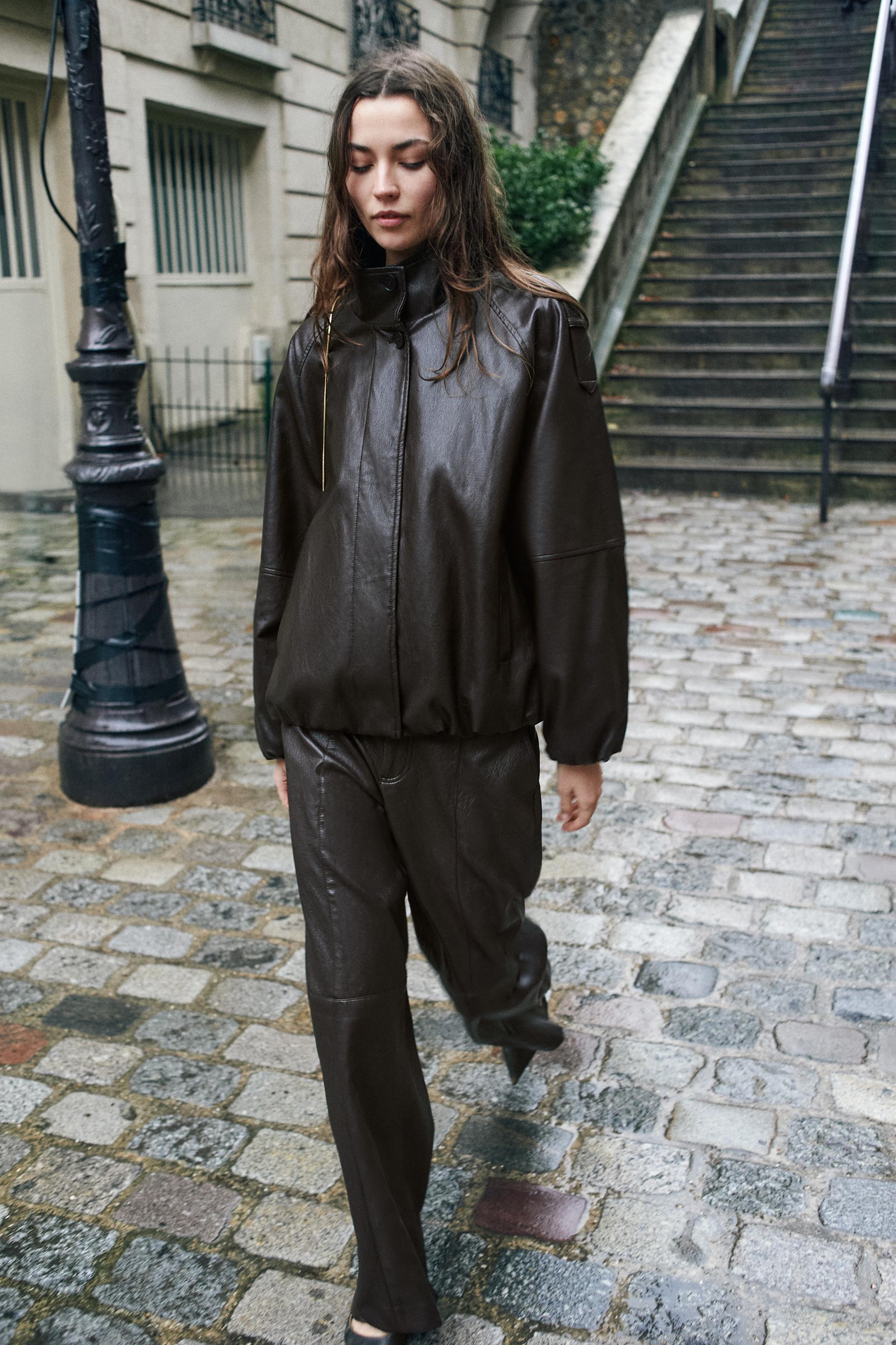 FAUX LEATHER HIGH COLLAR JACKET by ZARA