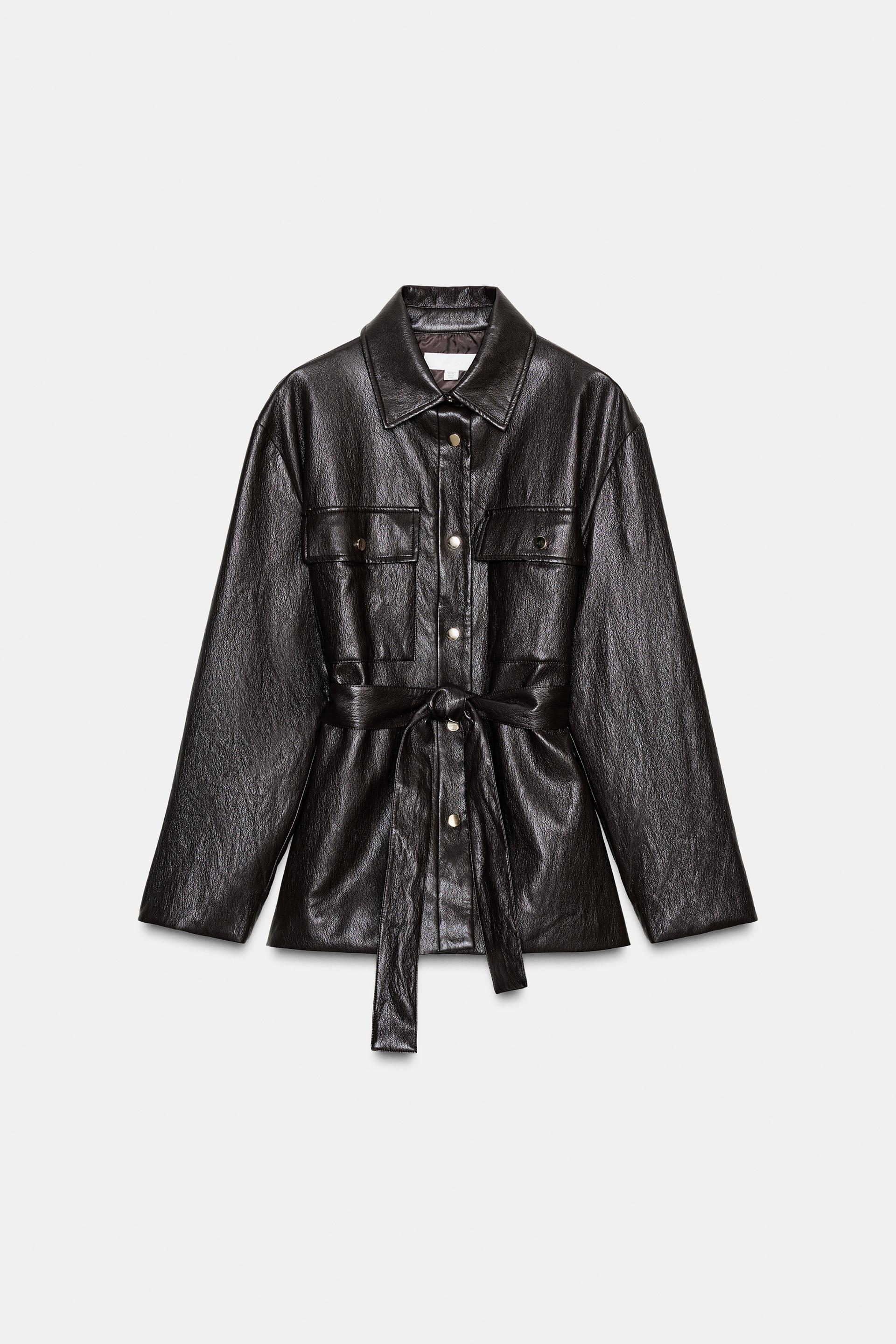 FAUX LEATHER LONG BELTED JACKET by ZARA
