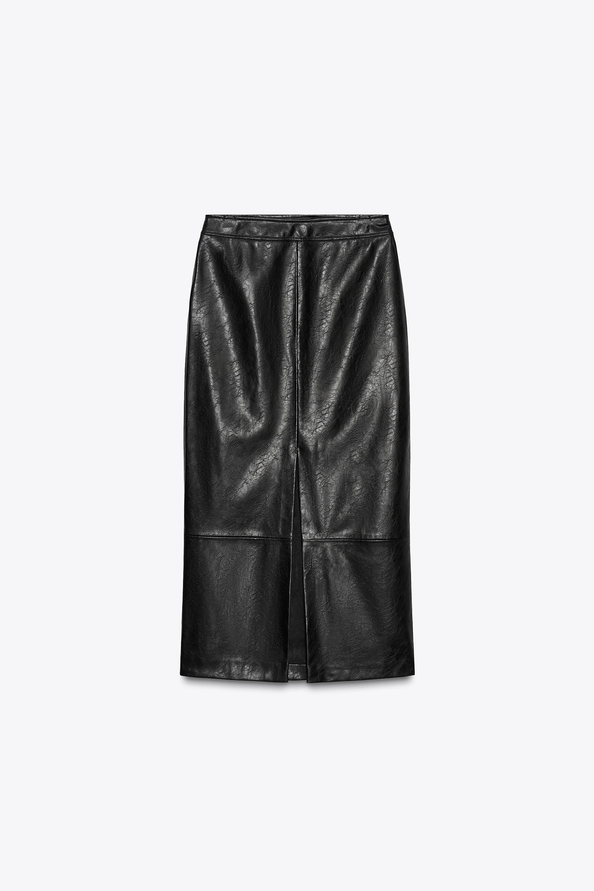 FAUX LEATHER MIDI SKIRT by ZARA