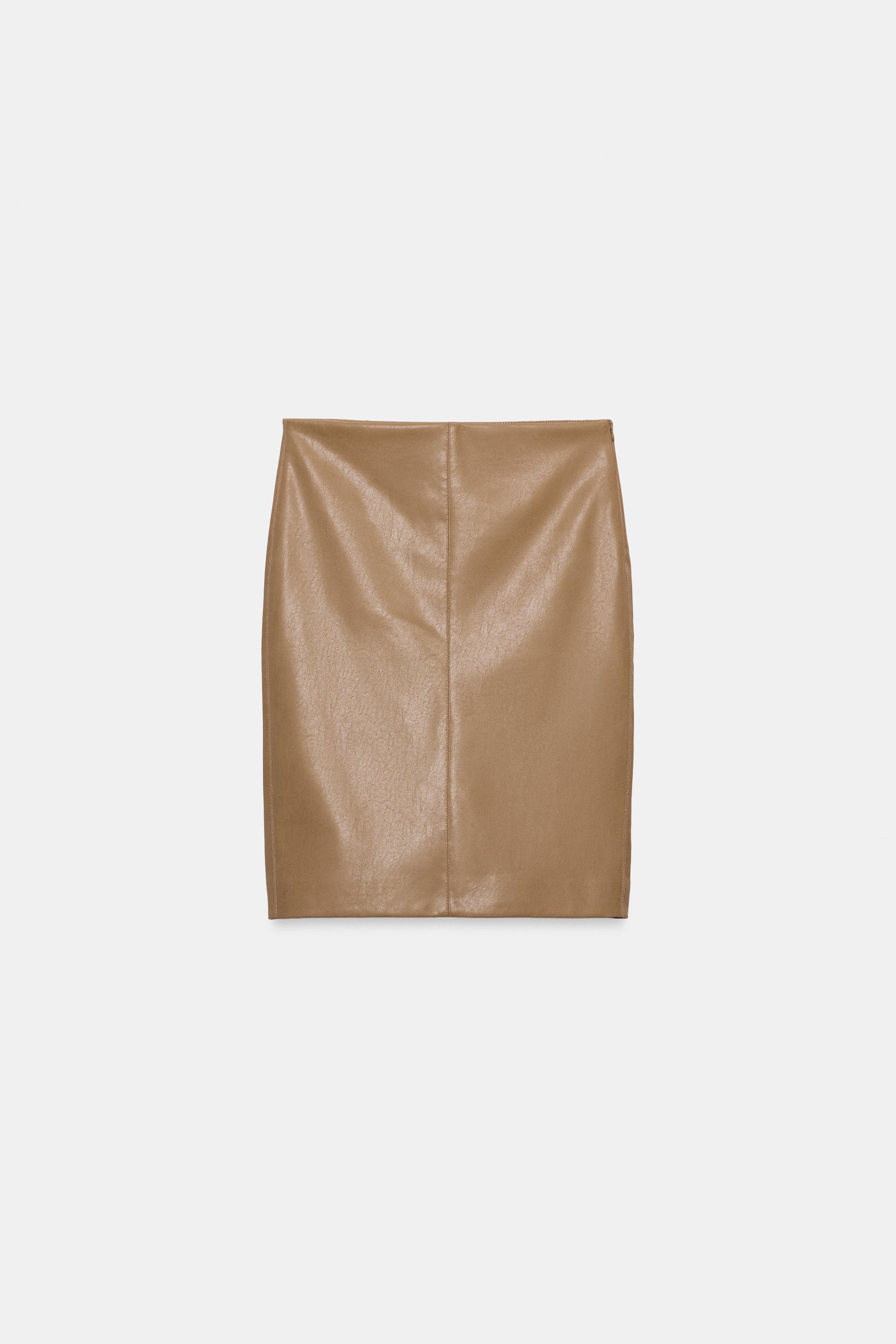 FAUX LEATHER MIDI SKIRT by ZARA