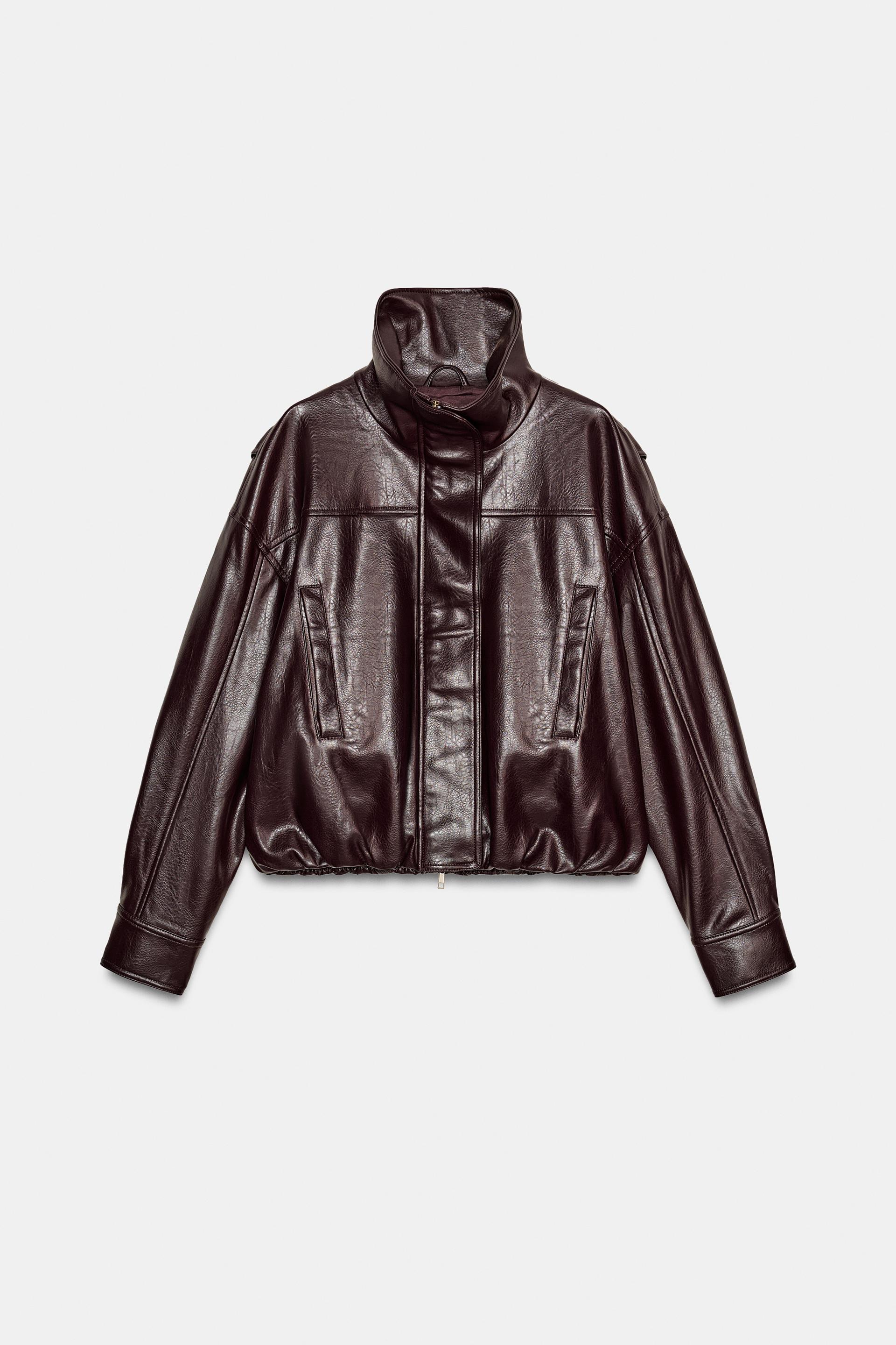 FAUX LEATHER PLEATED JACKET by ZARA
