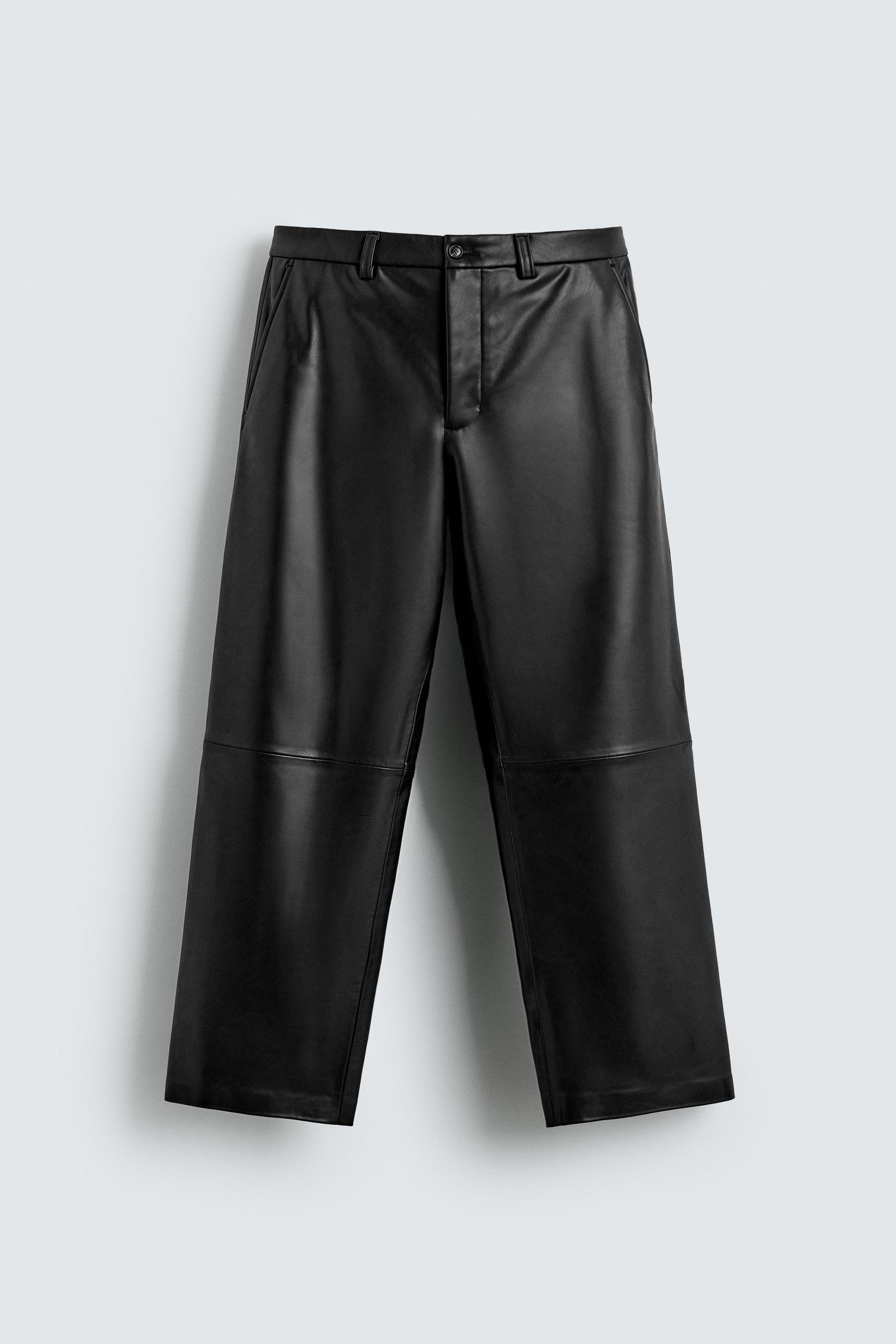FAUX LEATHER RELAXED FIT PANTS by ZARA