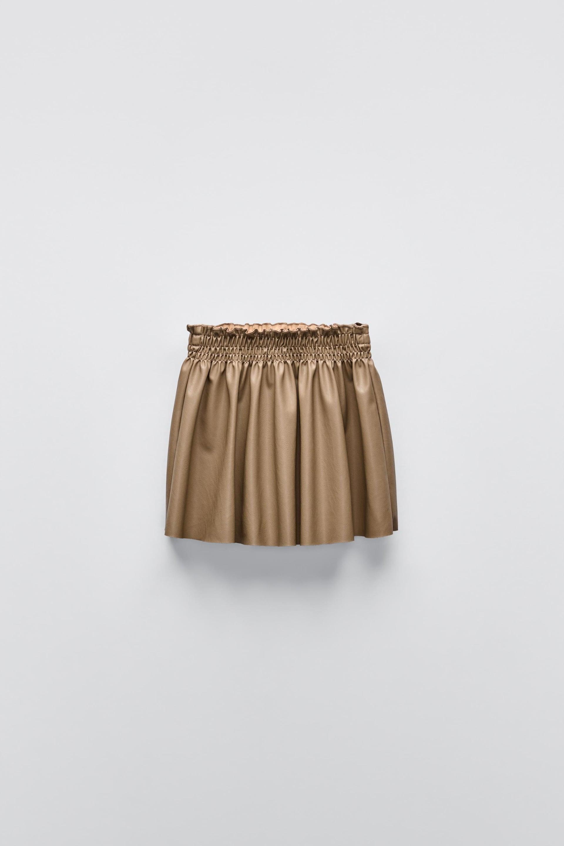 FAUX LEATHER SMOCKING SKIRT by ZARA