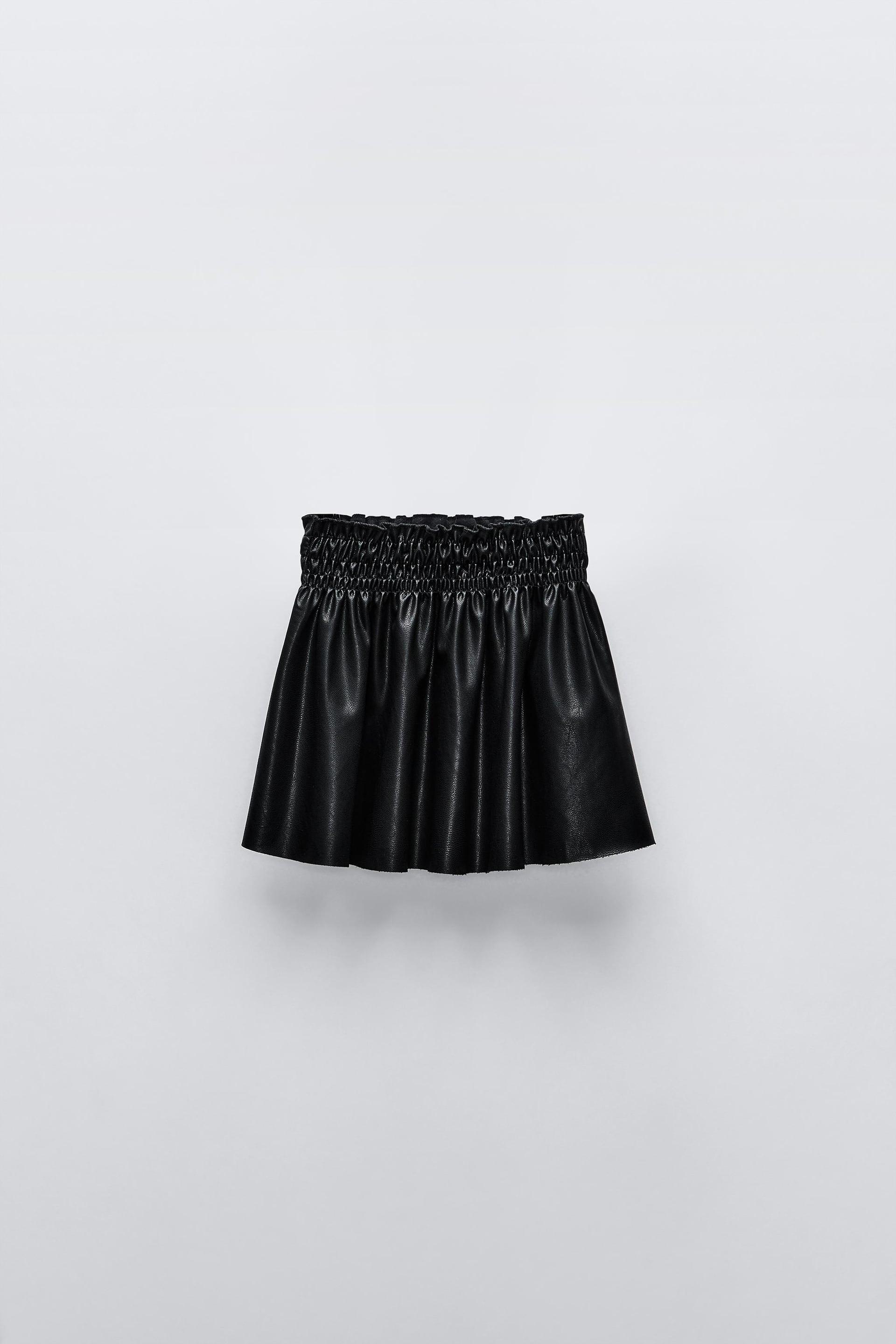 FAUX LEATHER SMOCKING SKIRT by ZARA