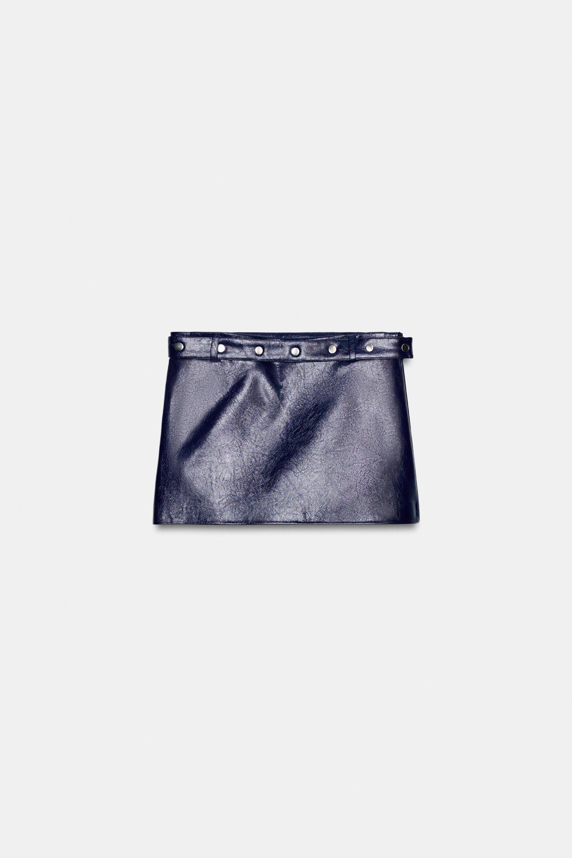 FAUX LEATHER STUDDED MINI SKIRT by ZARA