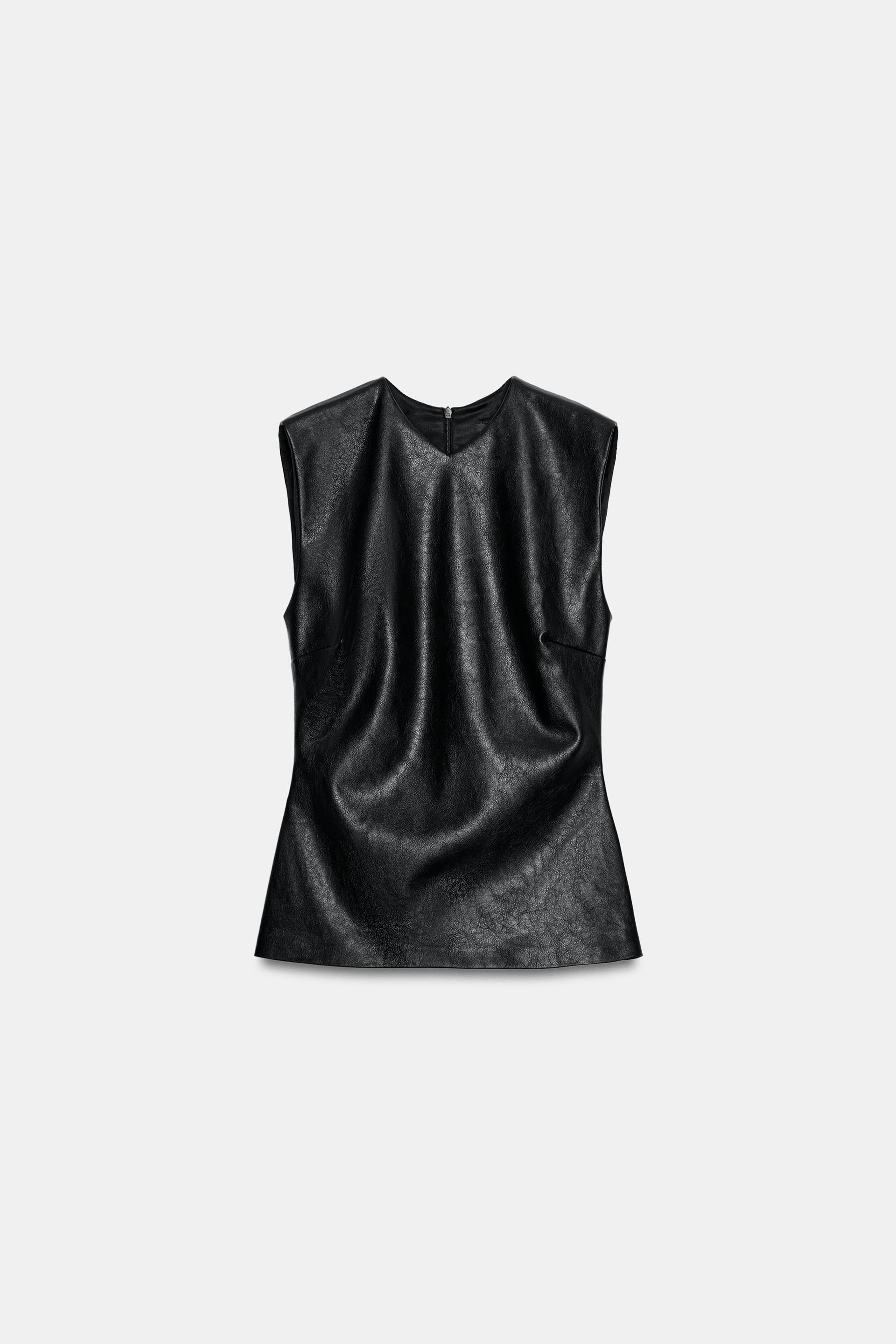 FAUX LEATHER TOP by ZARA