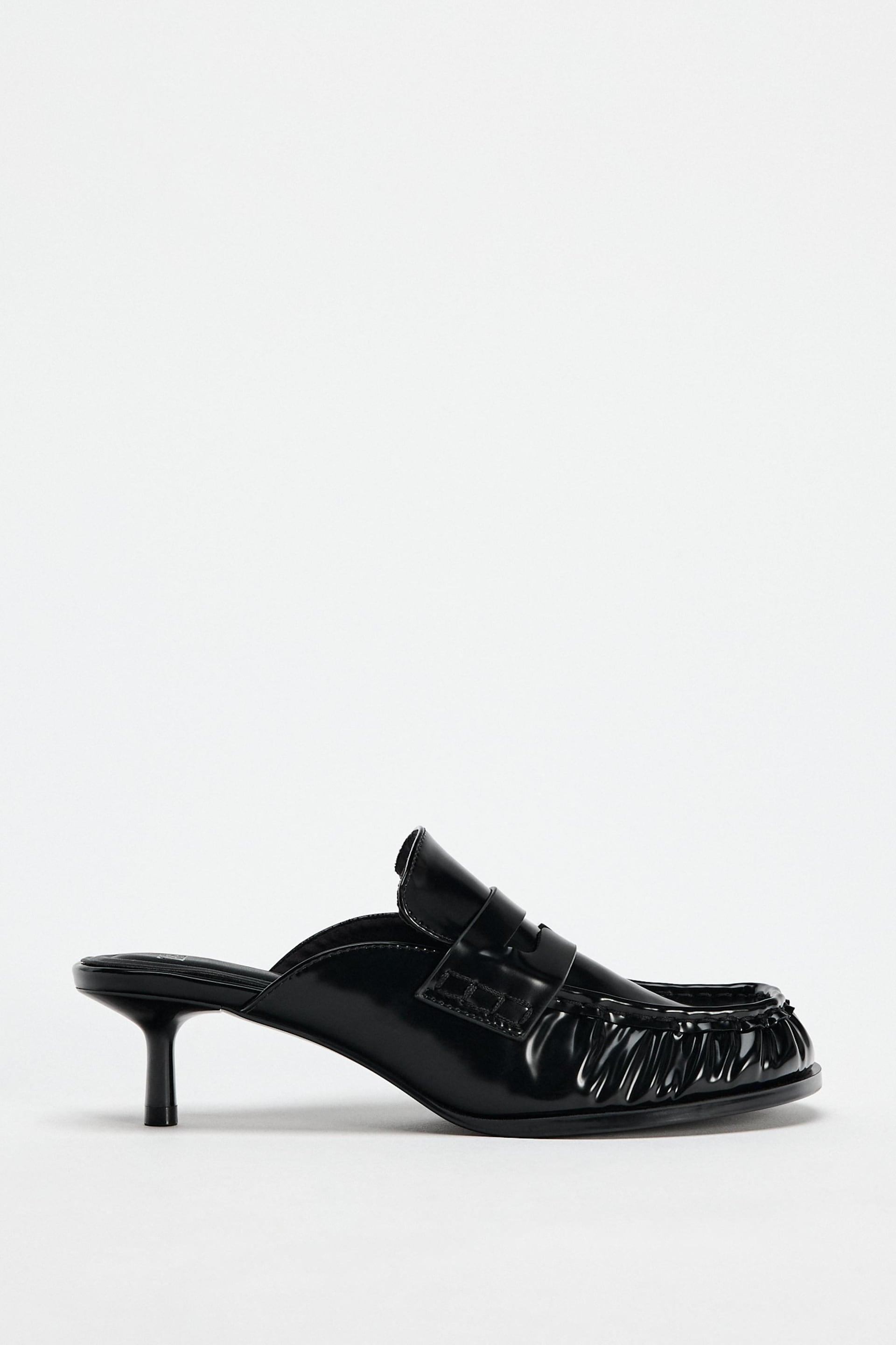 FAUX PATENT LEATHER FINISH OPEN BACK LOAFERS by ZARA