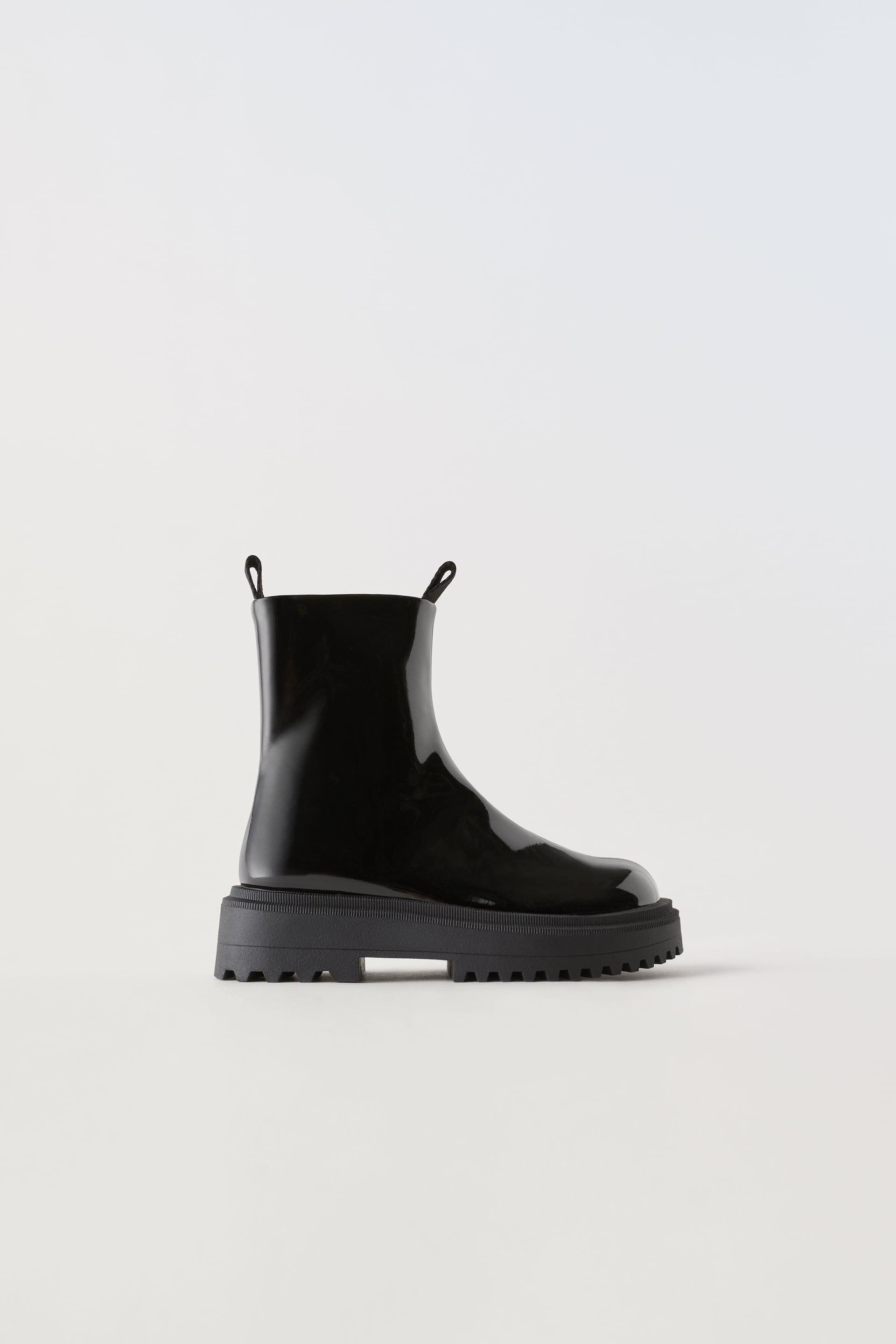 FAUX PATENT LEATHER STRETCH ANKLE BOOTS by ZARA