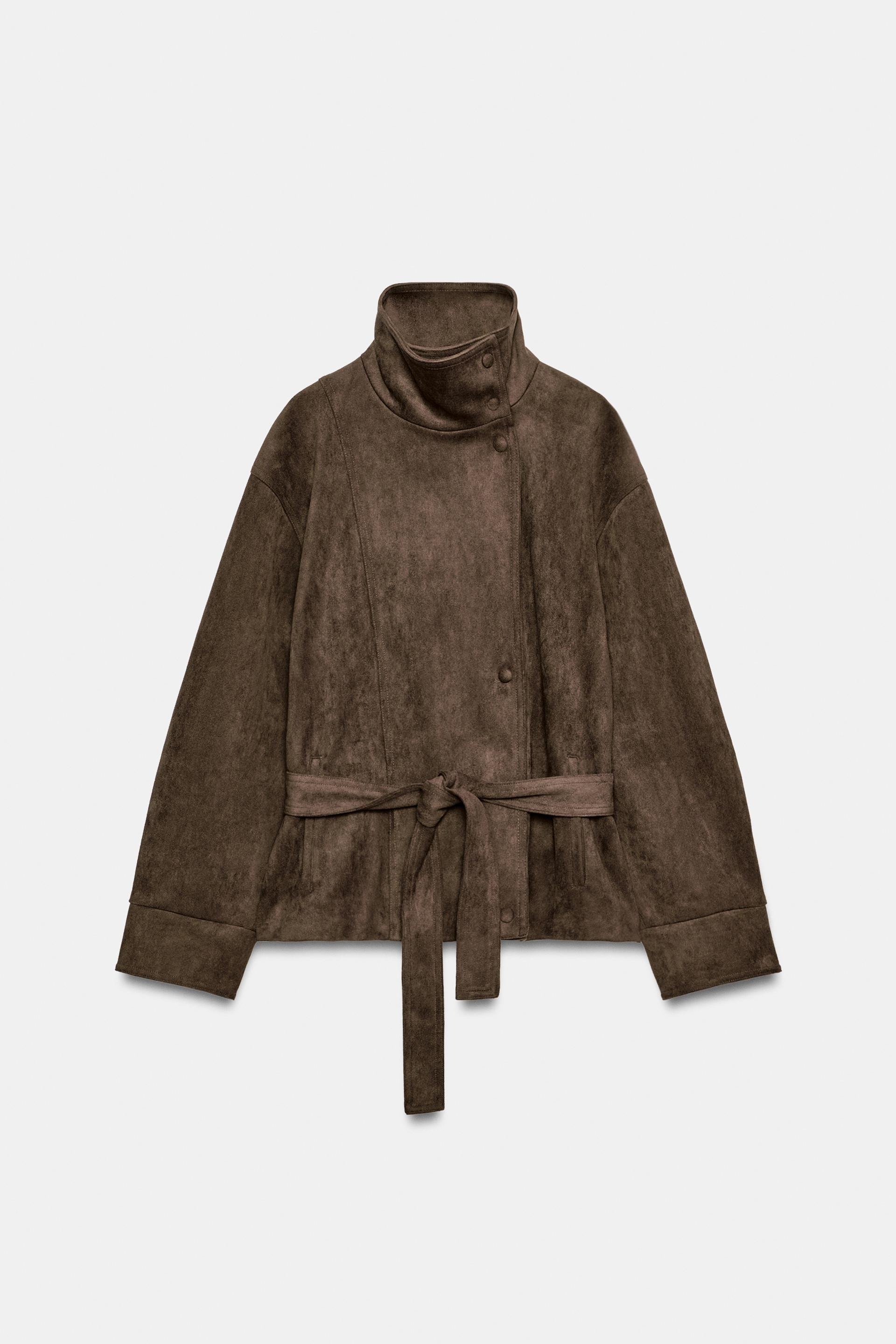 FAUX SUEDE BELTED JACKET by ZARA