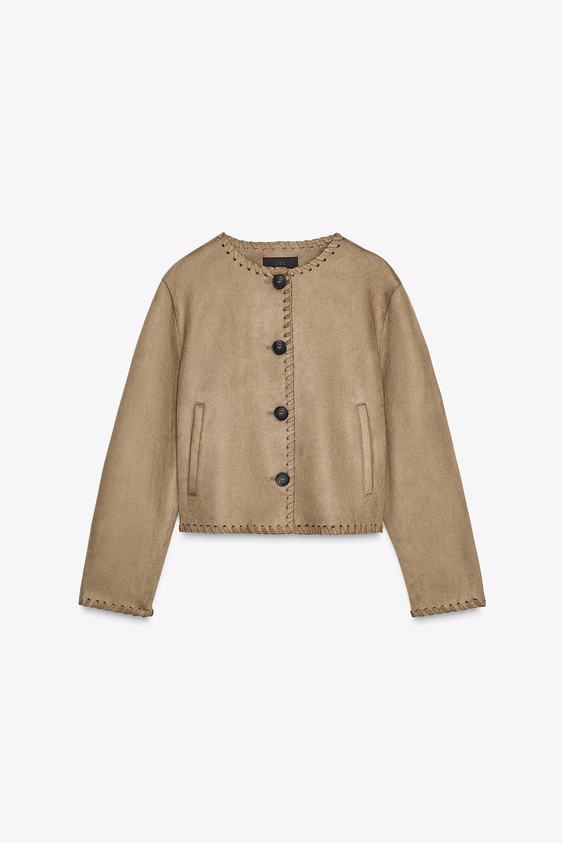 FAUX SUEDE JACKET WITH BRAIDED TRIMS by ZARA