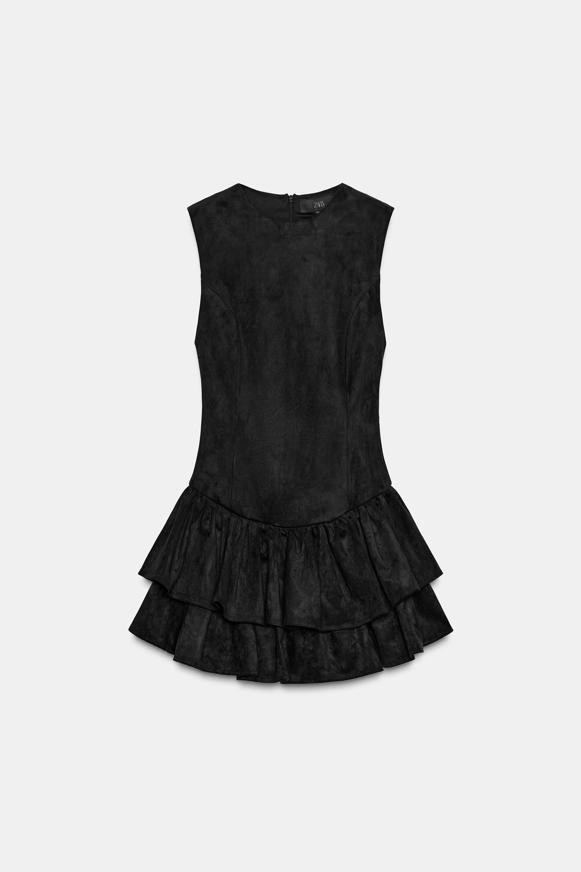 FAUX SUEDE RUFFLED SHORT DRESS by ZARA
