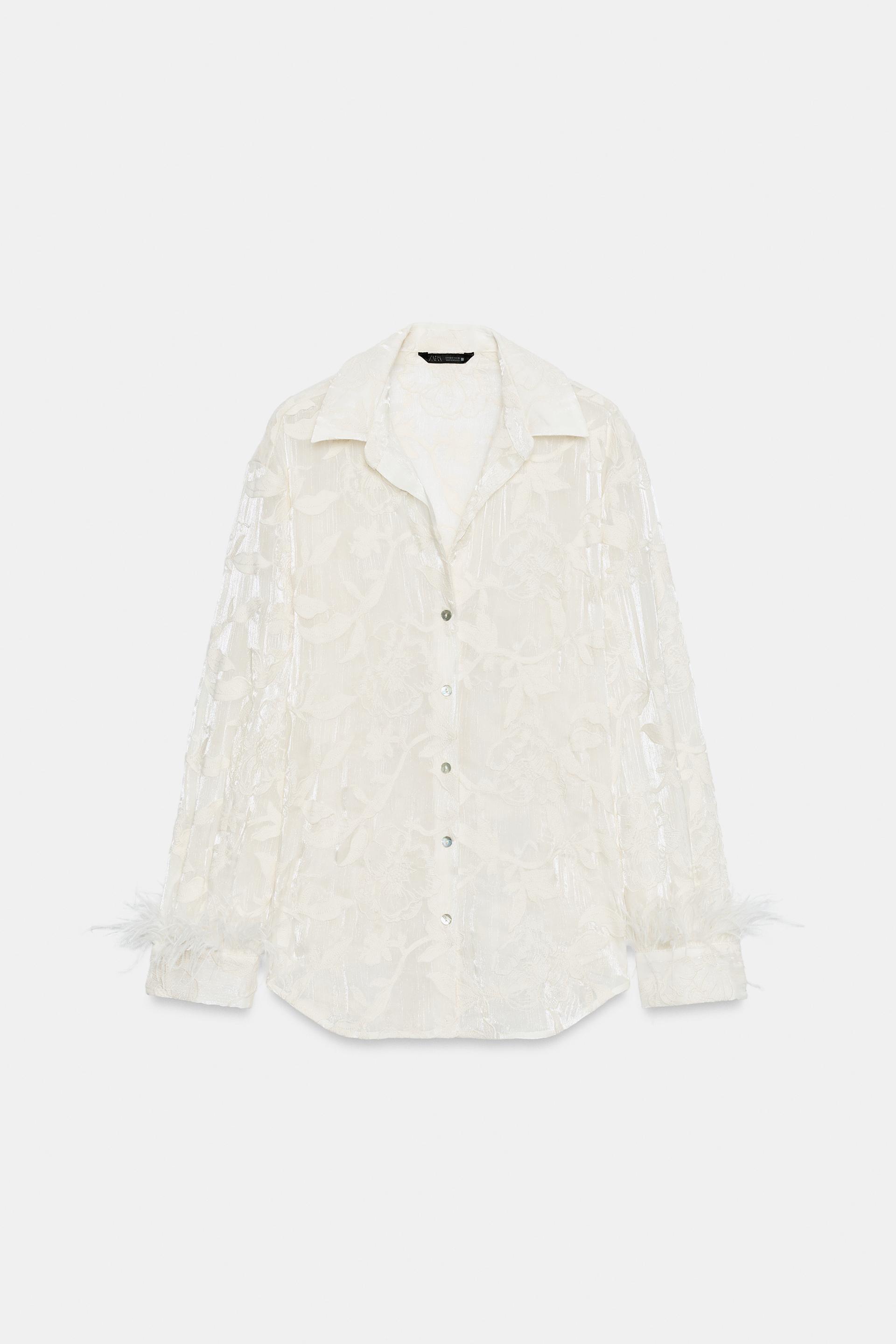 FEATHER EMBROIDERED SHIRT by ZARA
