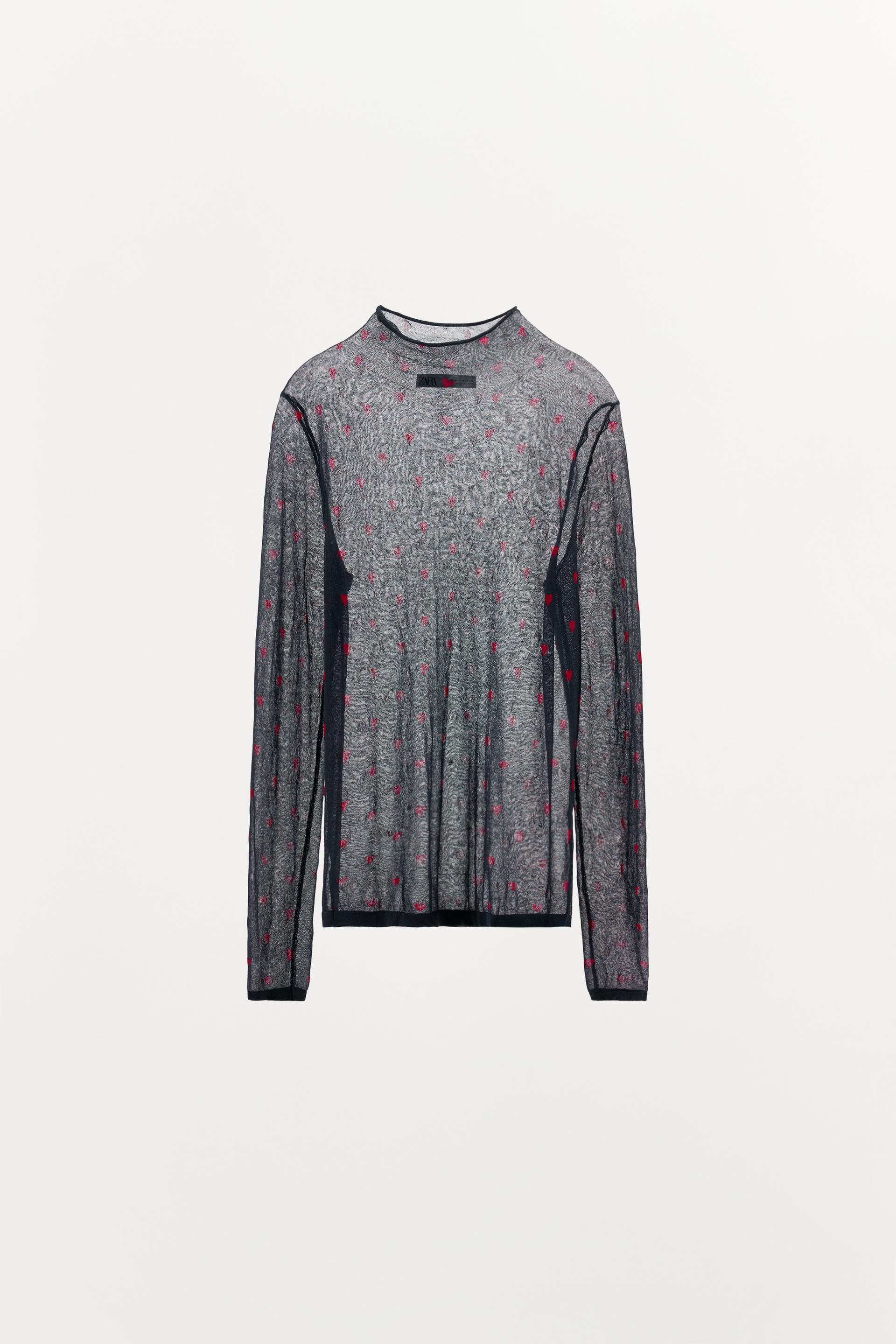 FINE KNIT HEART TOP by ZARA