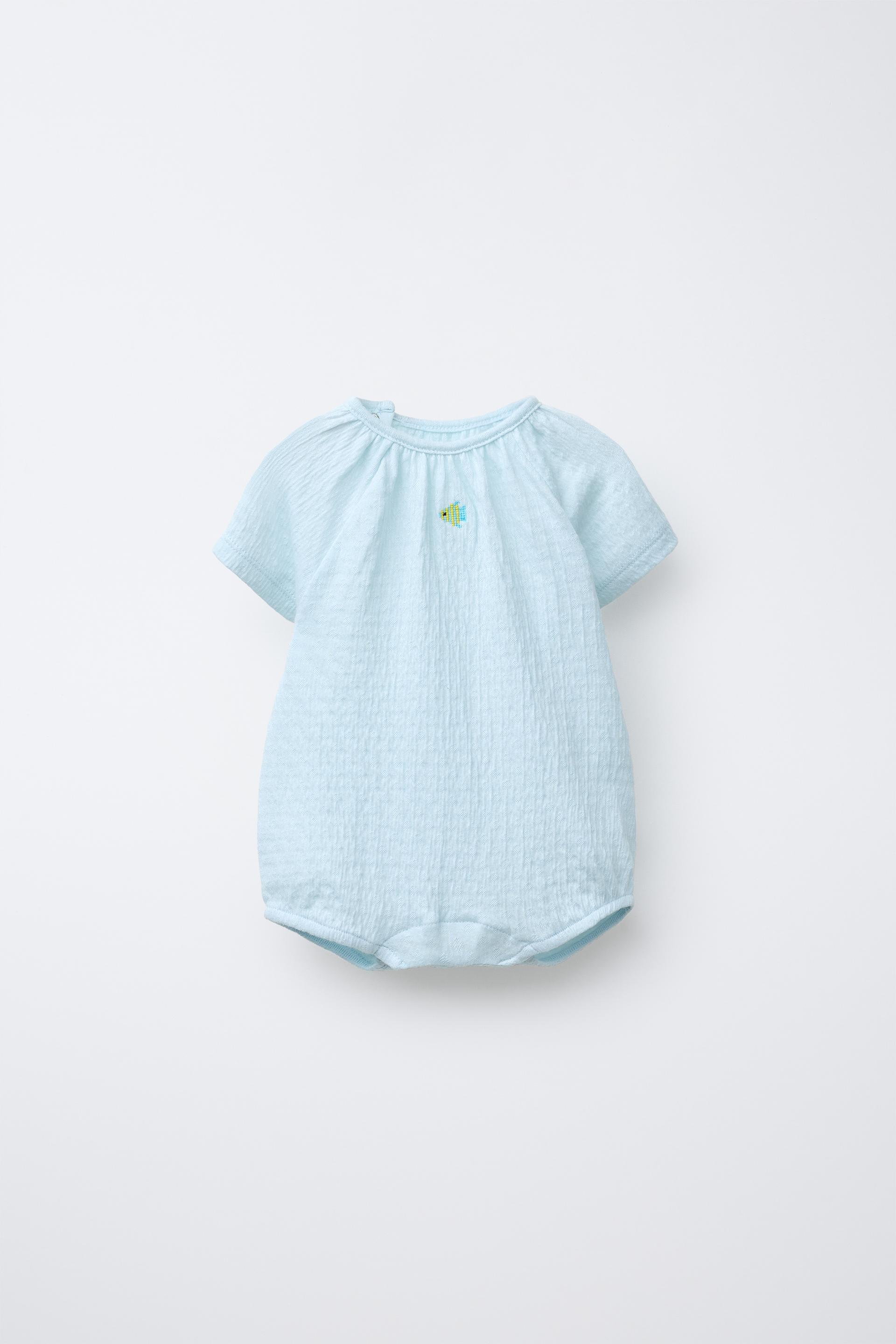 FISH EMBROIDERED TEXTURED ROMPER by ZARA