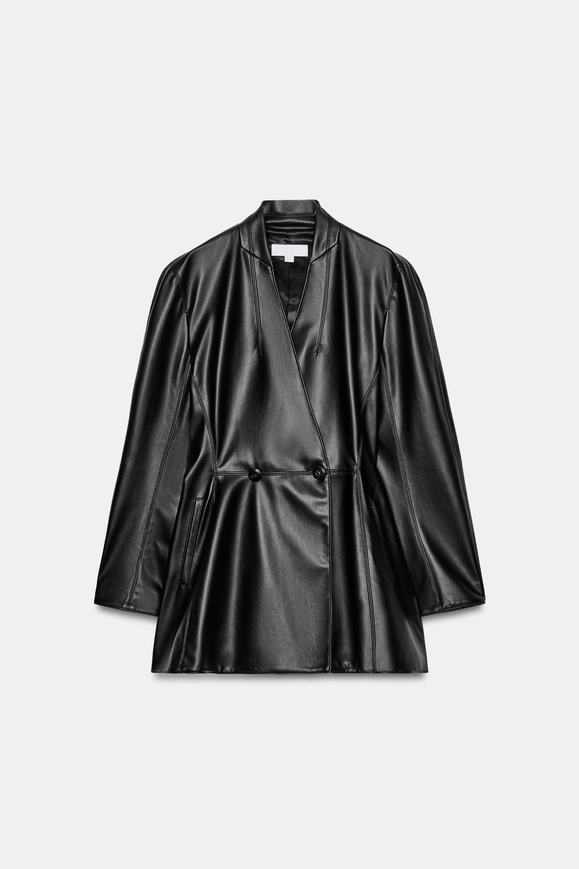 FITTED FAUX LEATHER BLAZER by ZARA