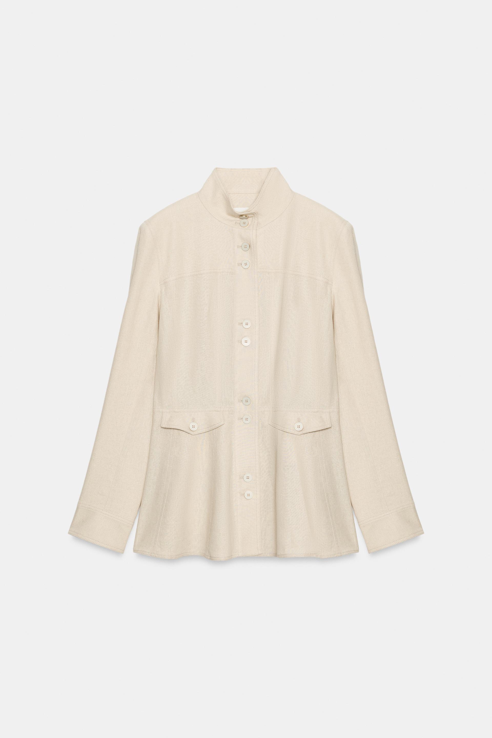 FITTED LINEN JACKET WITH SHOULDER PADS by ZARA