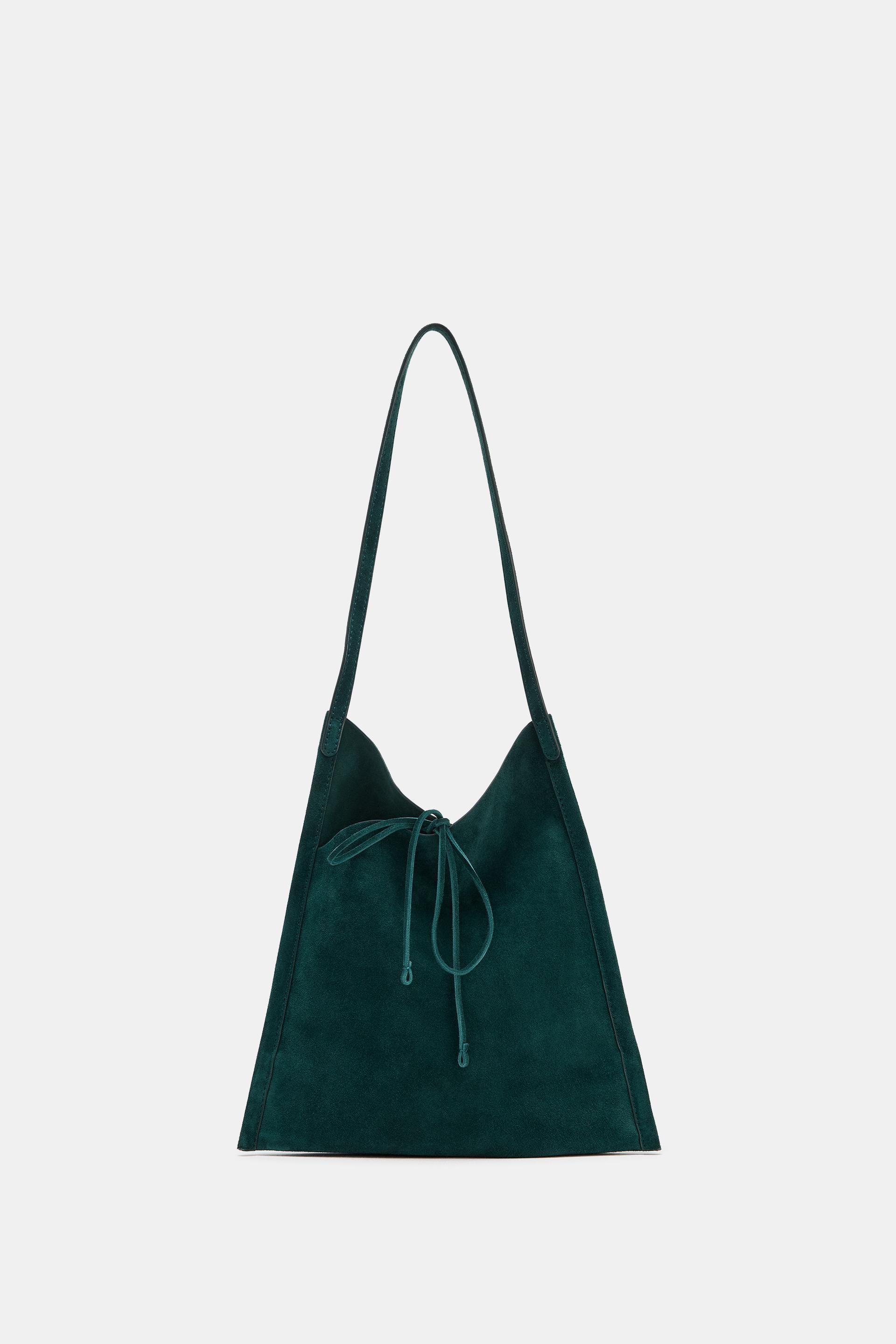 FLAT LEATHER MINI BAG WITH TIE CLOSURE by ZARA