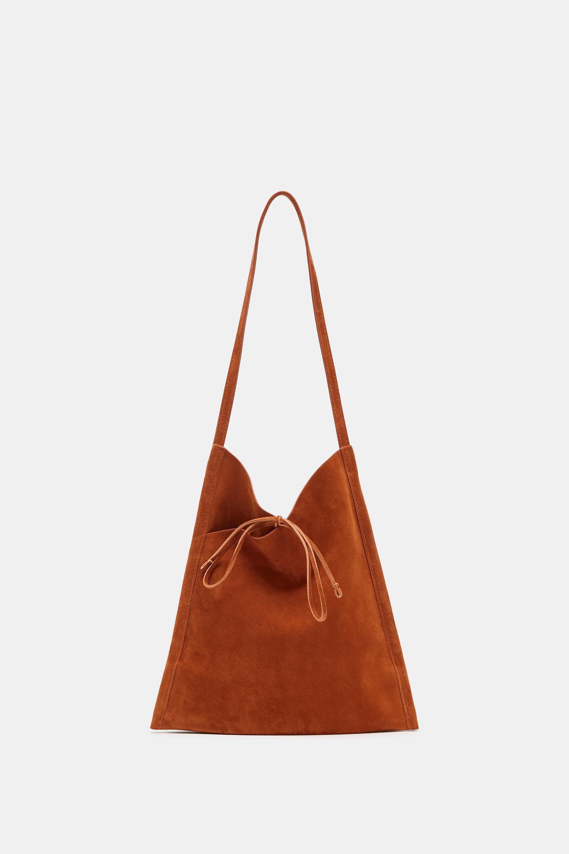 FLAT LEATHER MINI BAG WITH TIE CLOSURE by ZARA