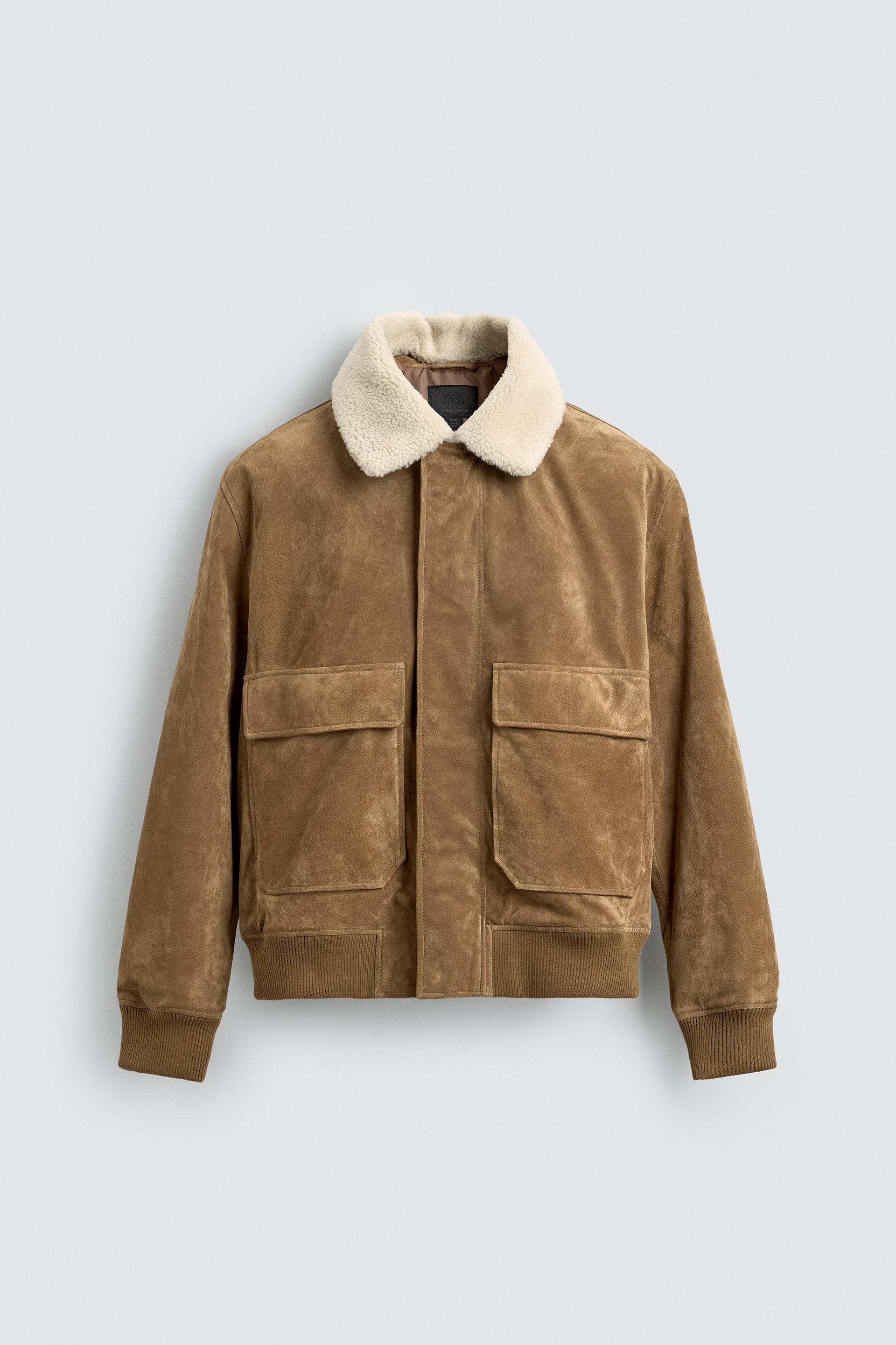 FLEECE TRIM SUEDE LEATHER JACKET by ZARA