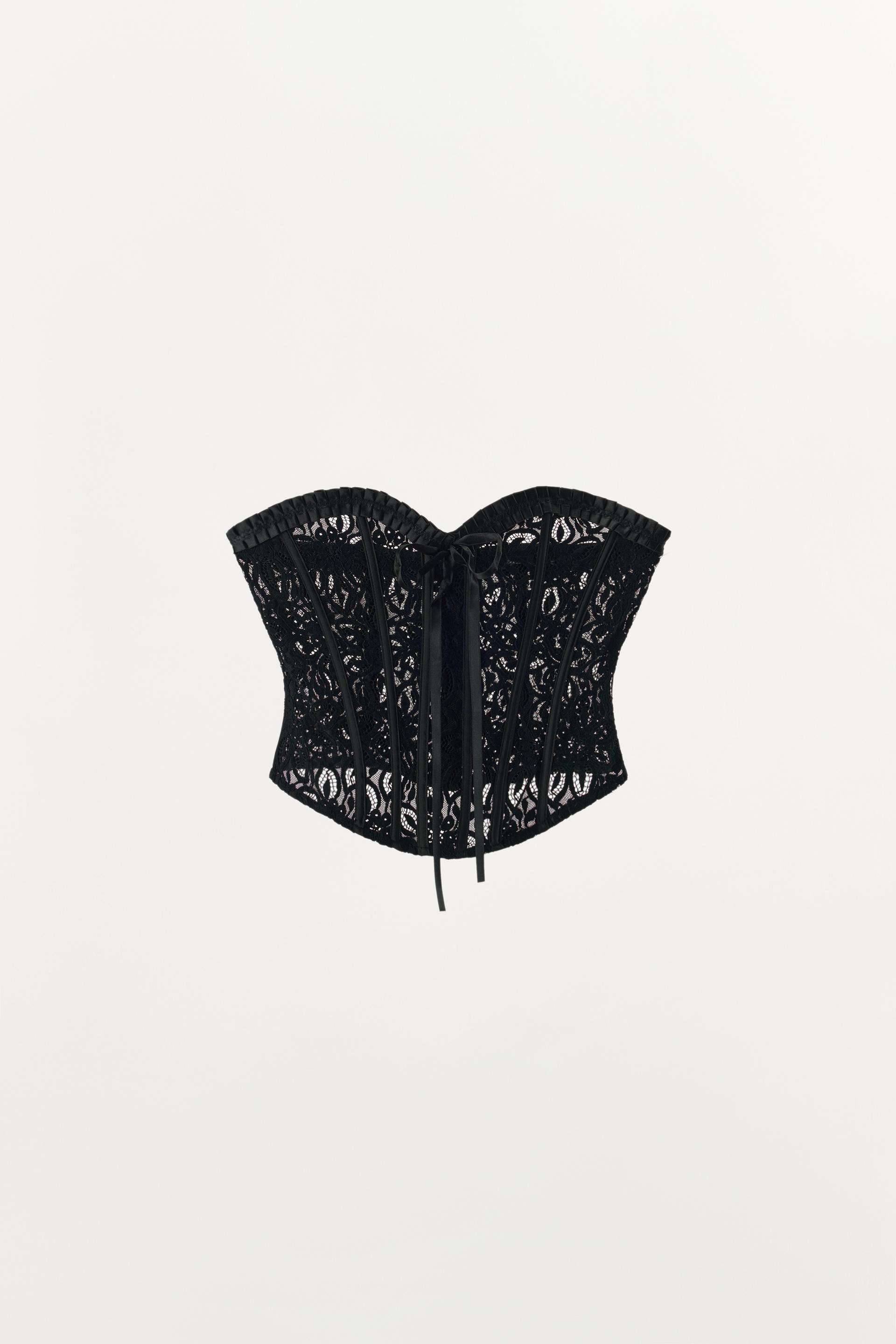 FLOCKED LACE COMBINED CORSET by ZARA