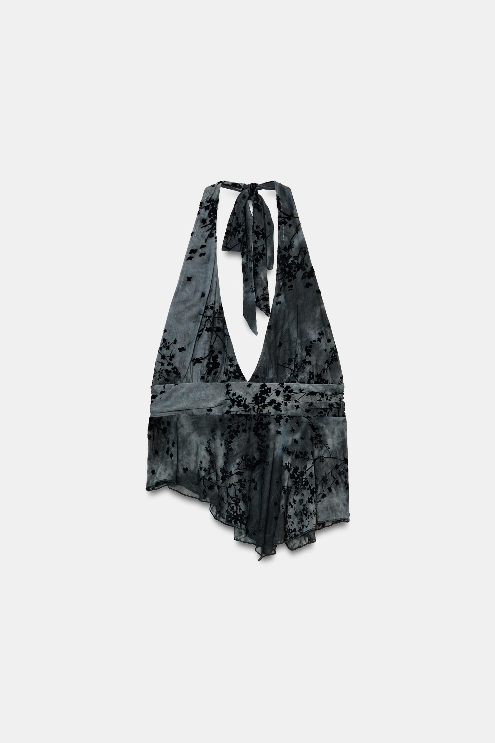 FLOCKED TULLE HALTER TOP by ZARA