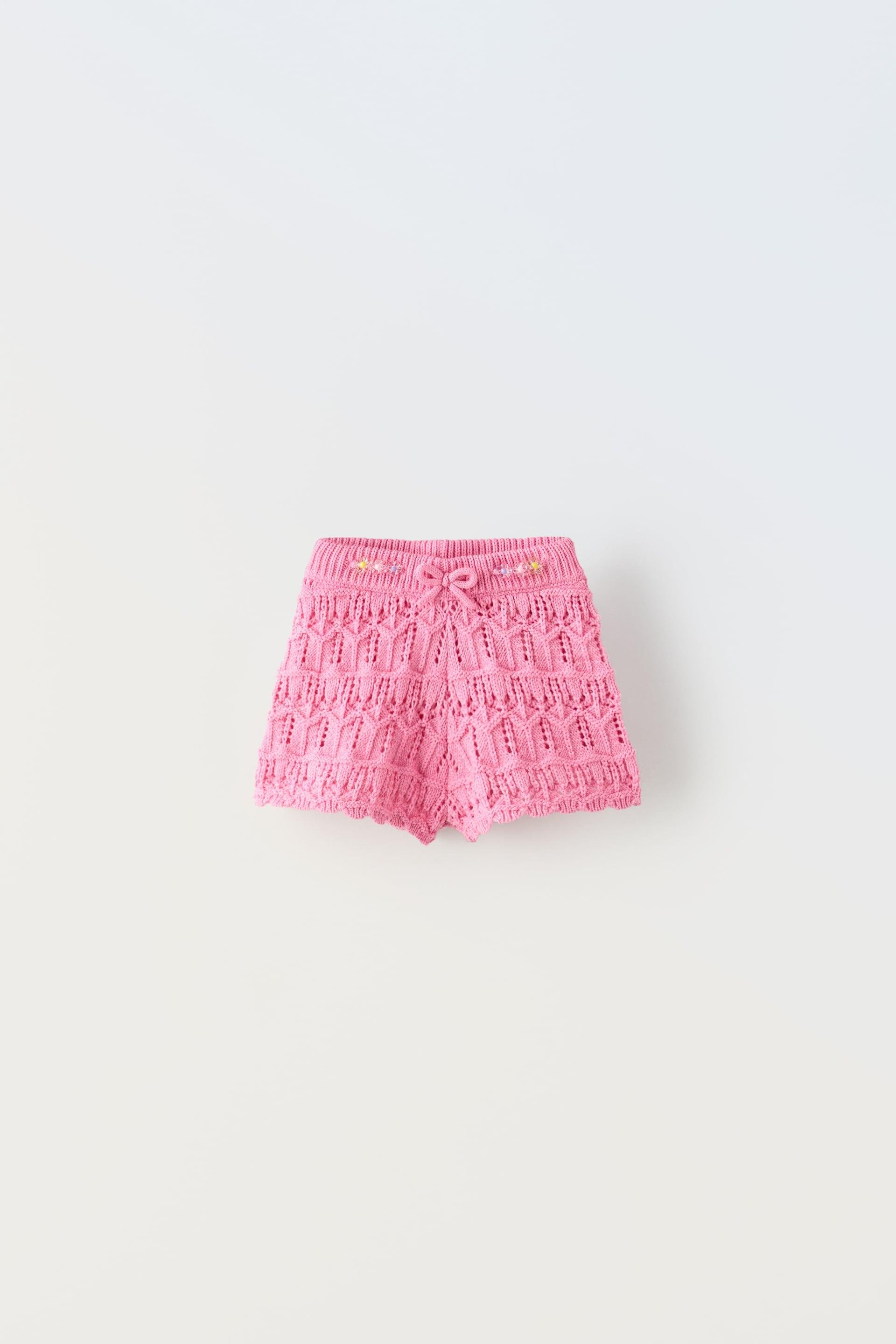 FLORAL BEADED KNIT SHORTS by ZARA