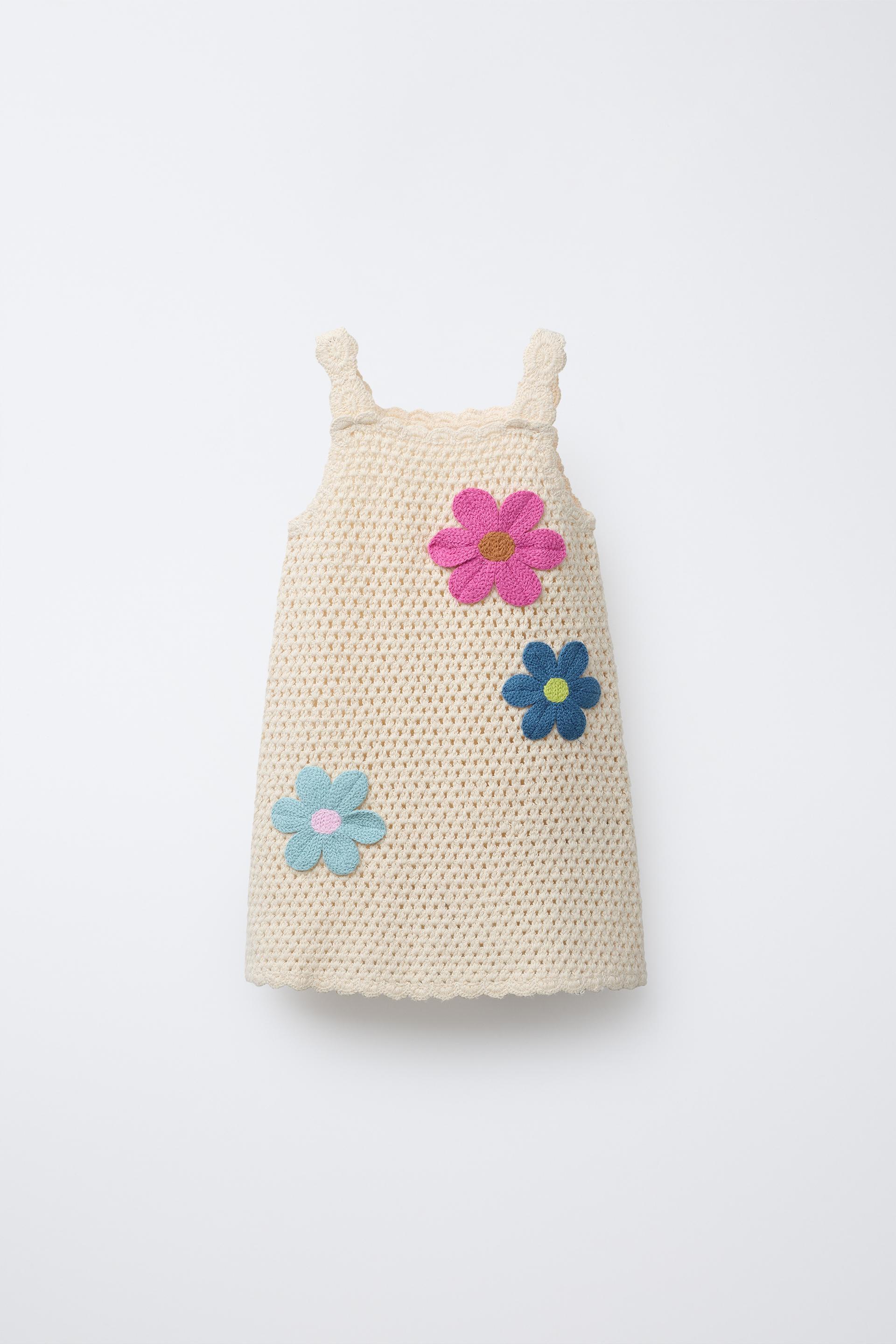 FLORAL CROCHET KNIT DRESS by ZARA