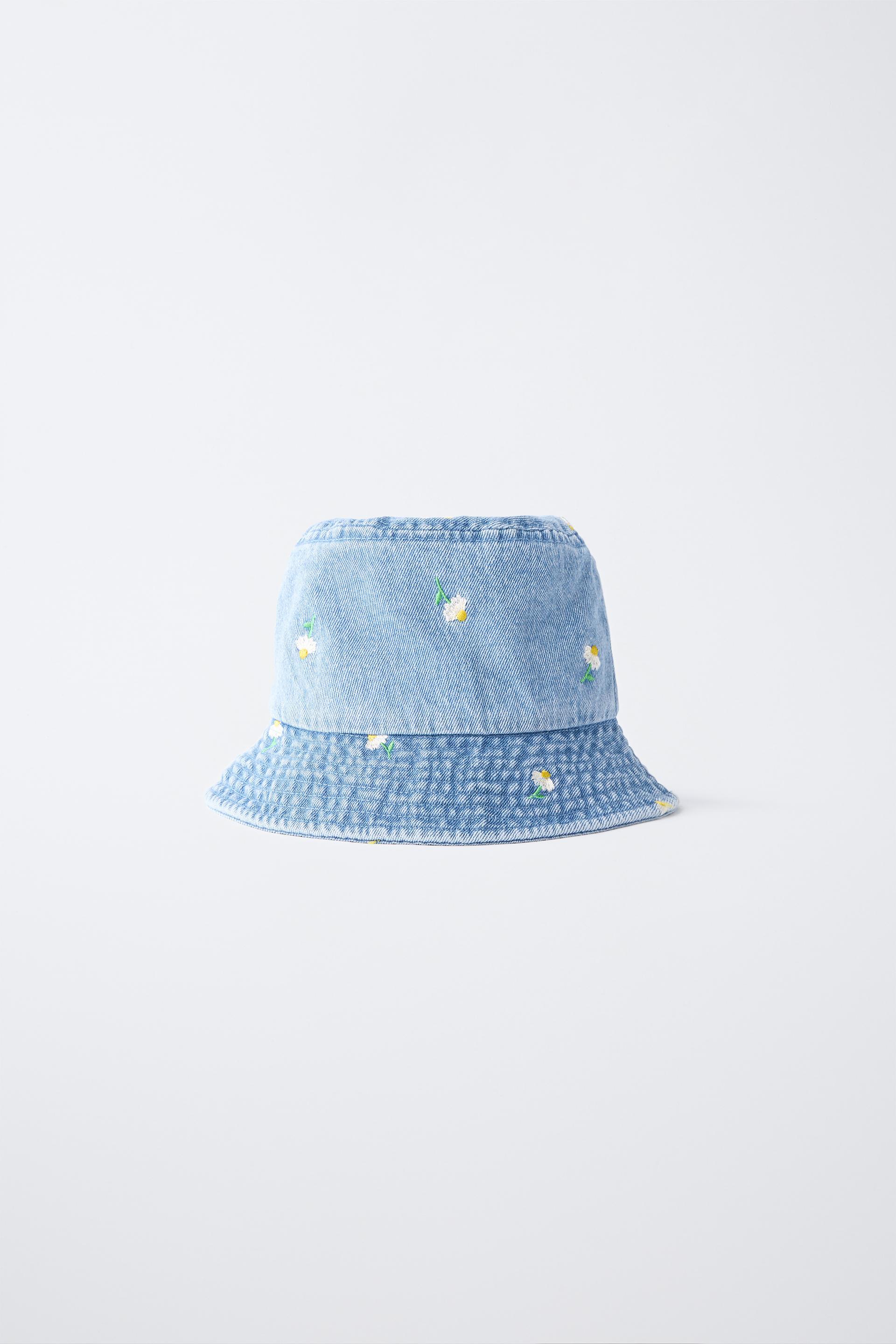 FLORAL DENIM BUCKET HAT by ZARA