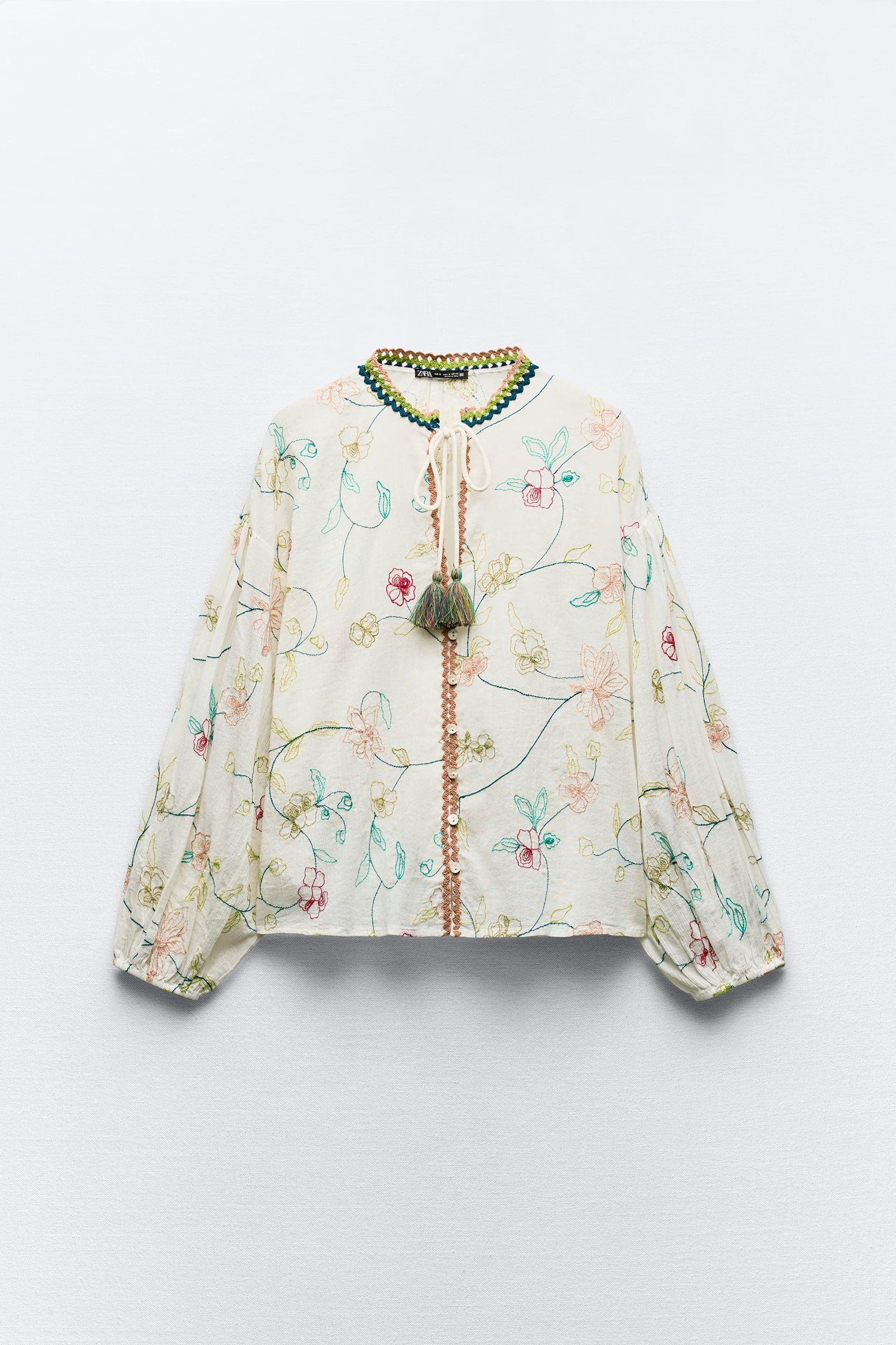 FLORAL EMBROIDERED BLOUSE by ZARA
