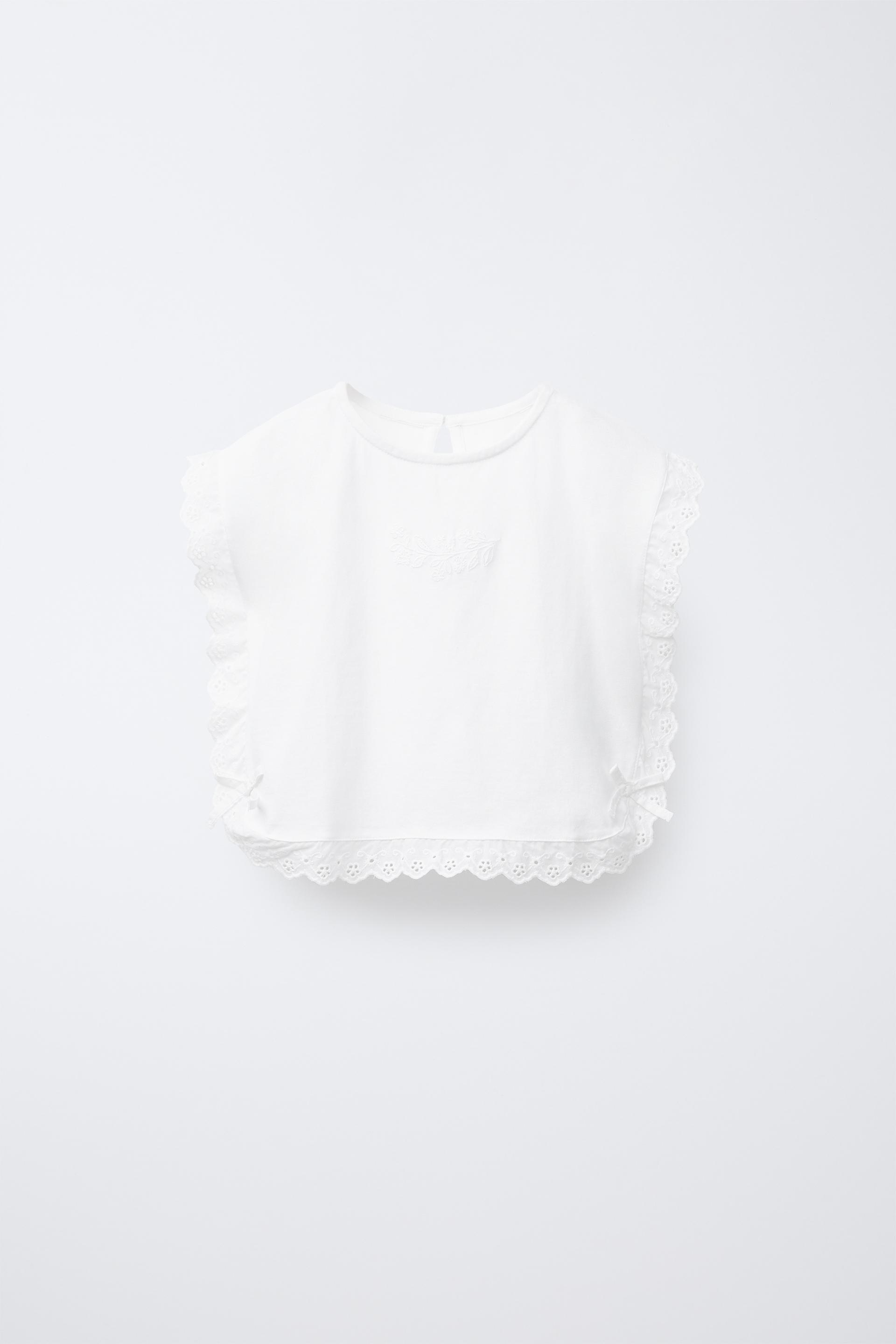 FLORAL EMBROIDERED BOW BLOUSE by ZARA