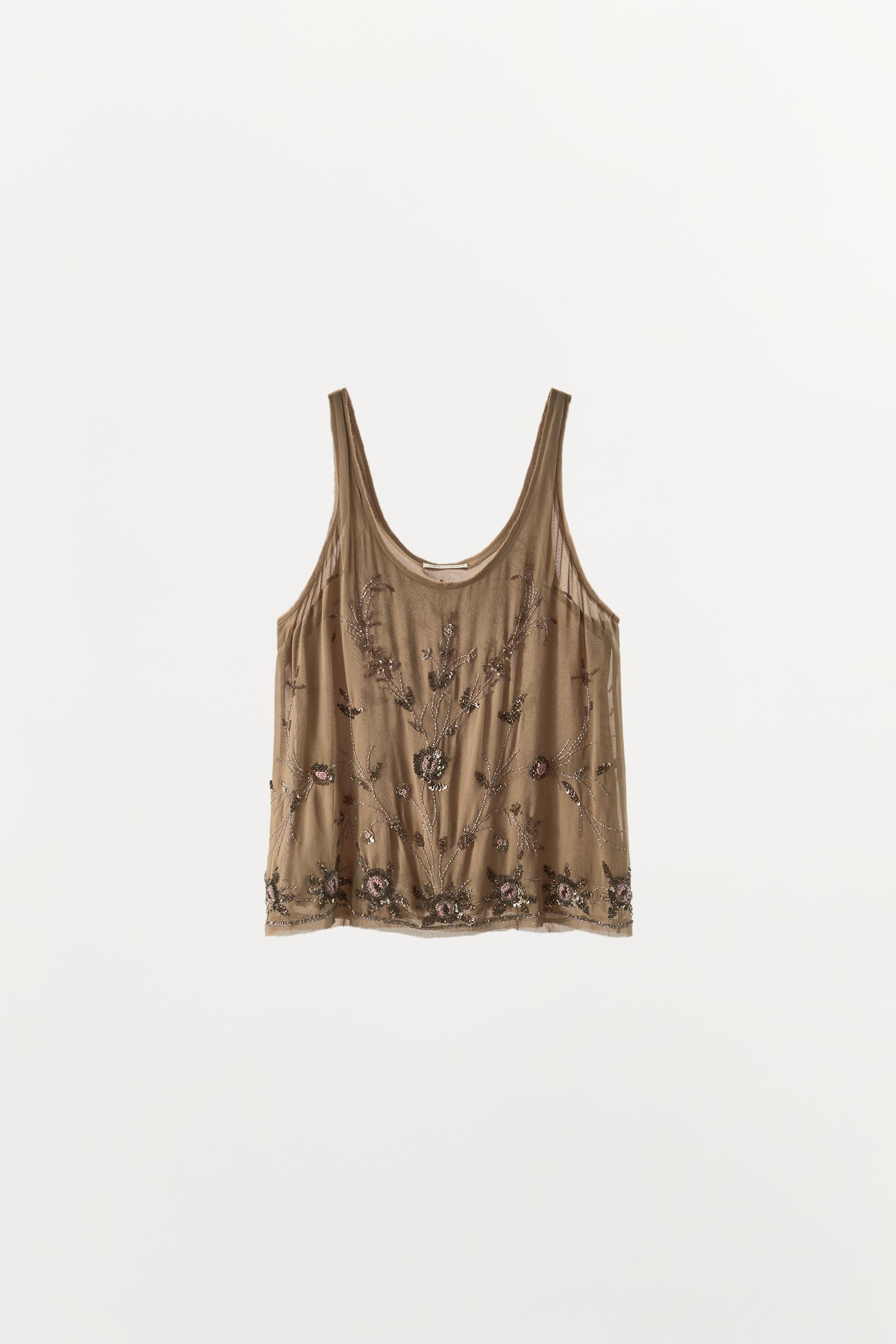 FLORAL EMBROIDERED TOP by ZARA
