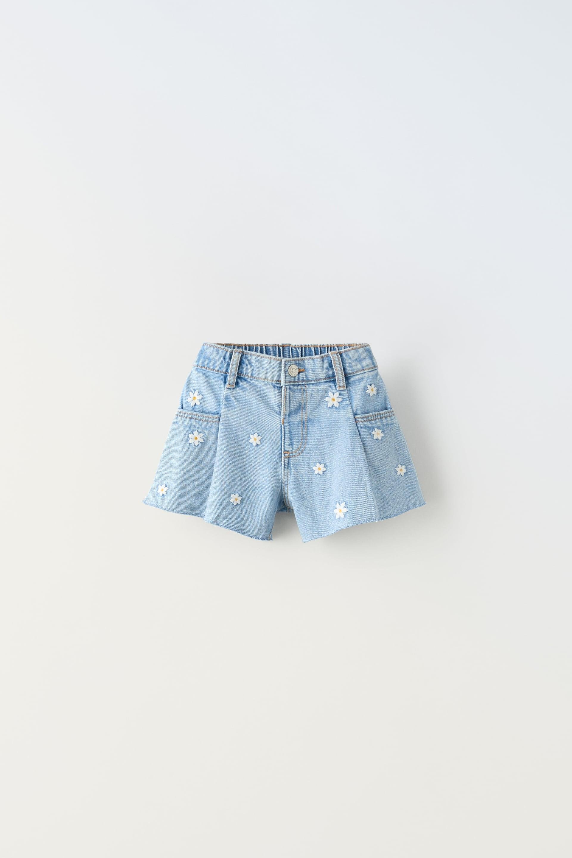 FLORAL EMBROIDERY DENIM SHORTS by ZARA