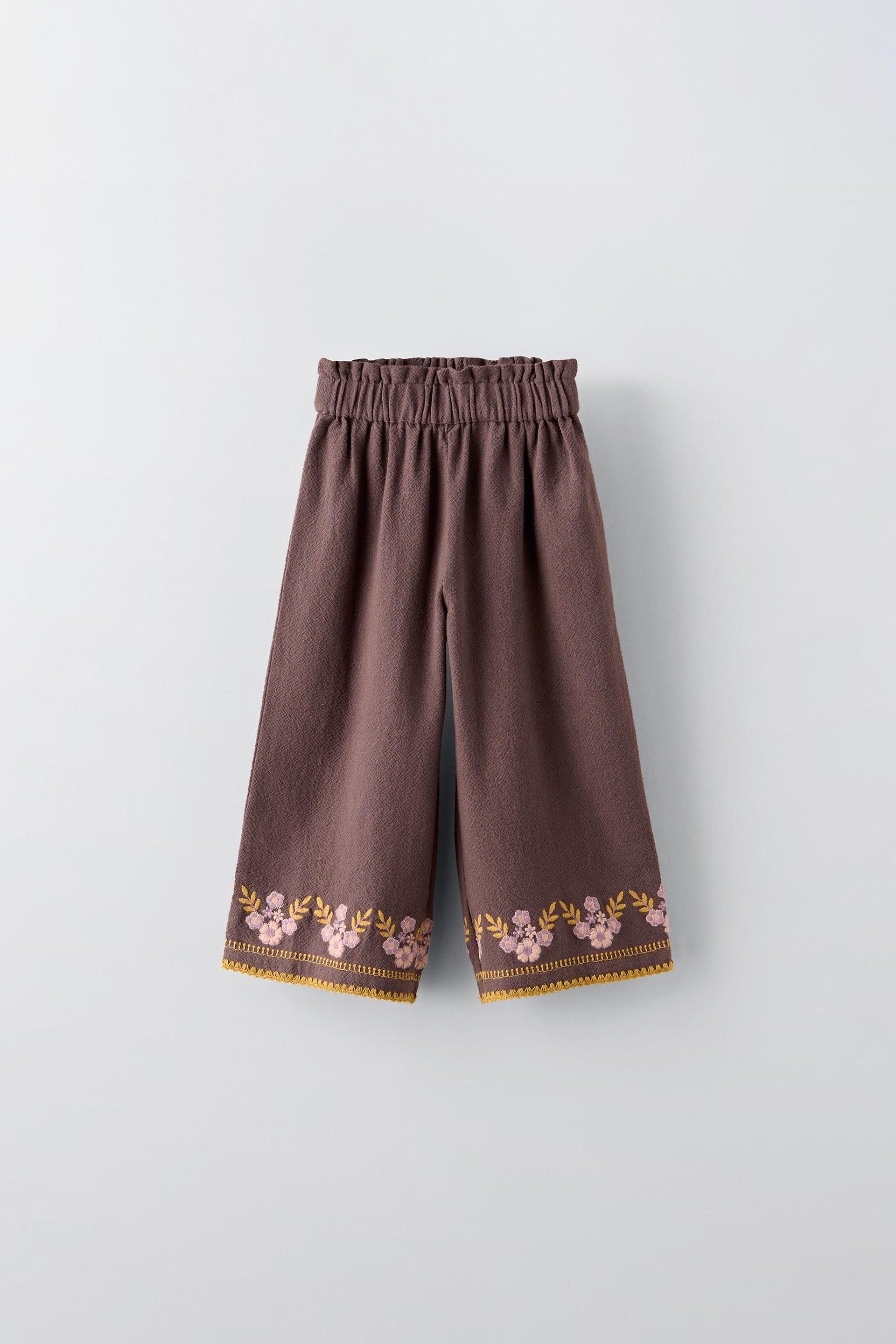 FLORAL EMBROIDERY PANTS by ZARA