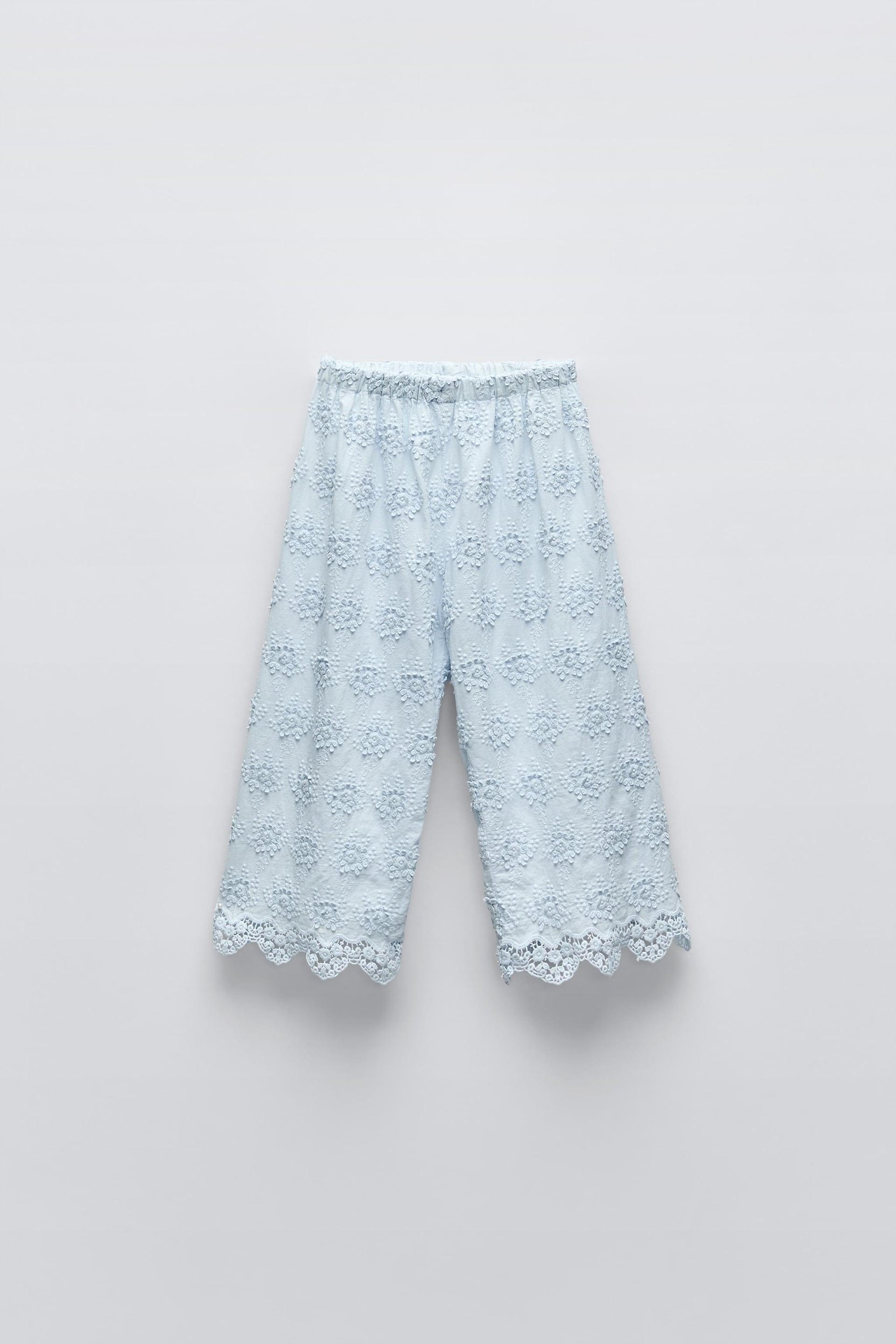 FLORAL EMBROIDERY PANTS by ZARA