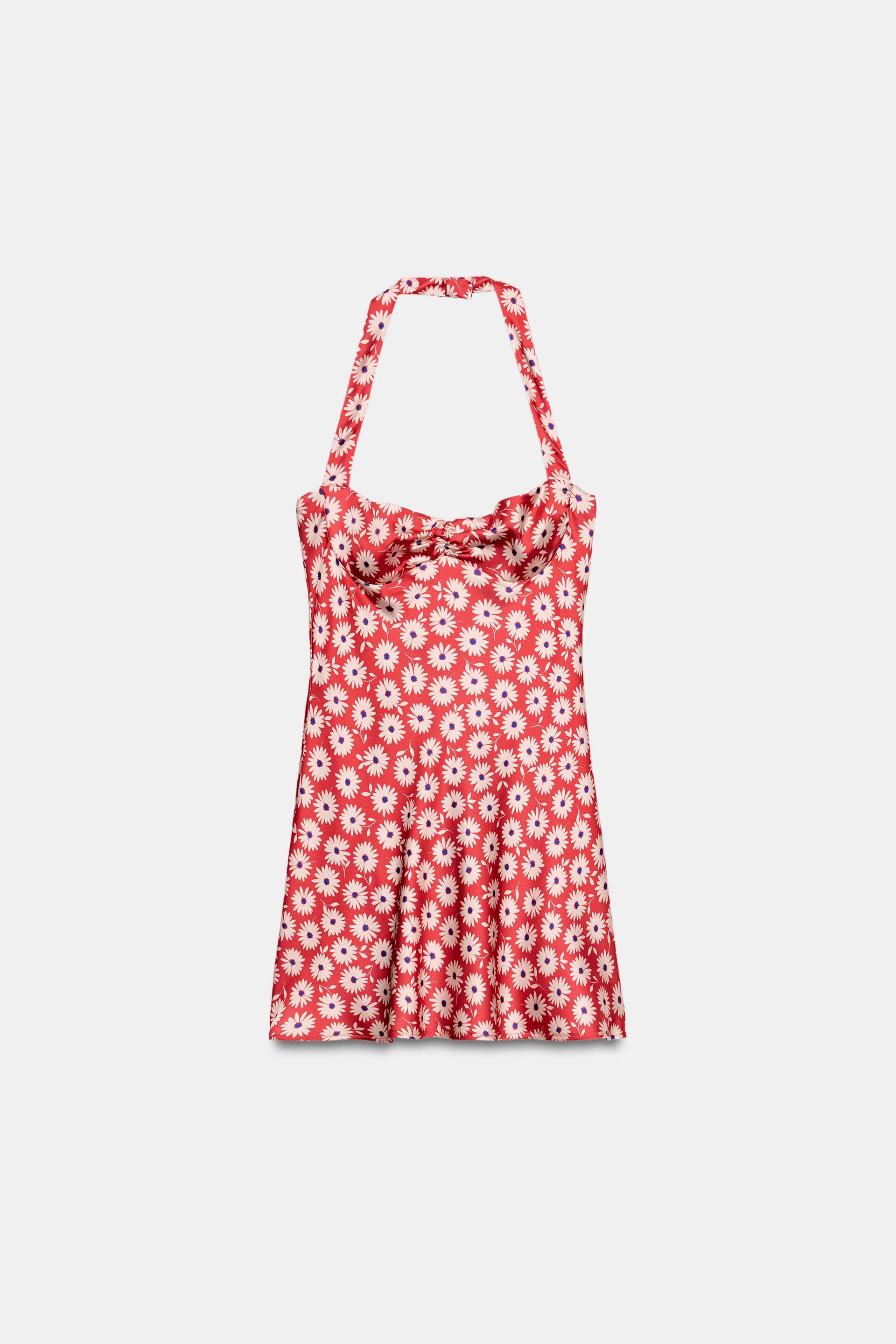 FLORAL HALTER NECK MINI DRESS by ZARA