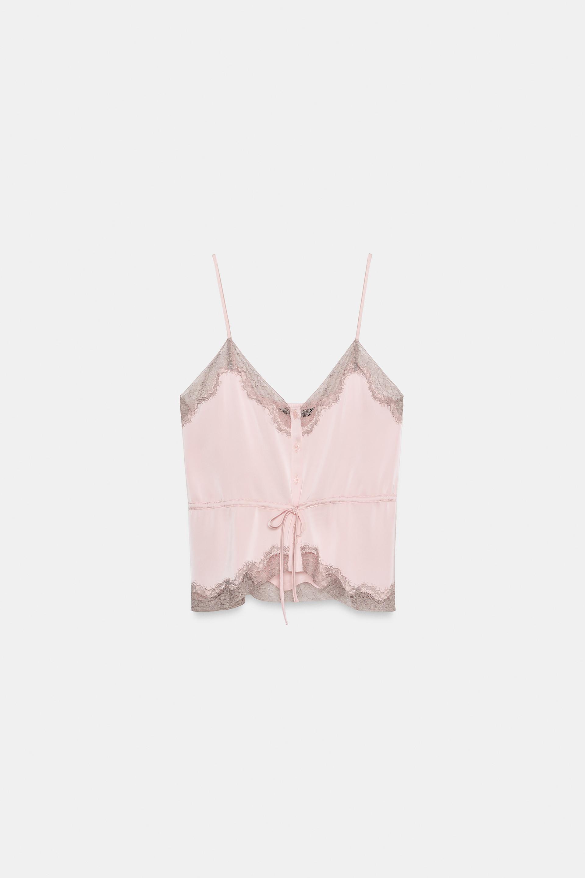 FLORAL LACE SATIN EFFECT TOP by ZARA