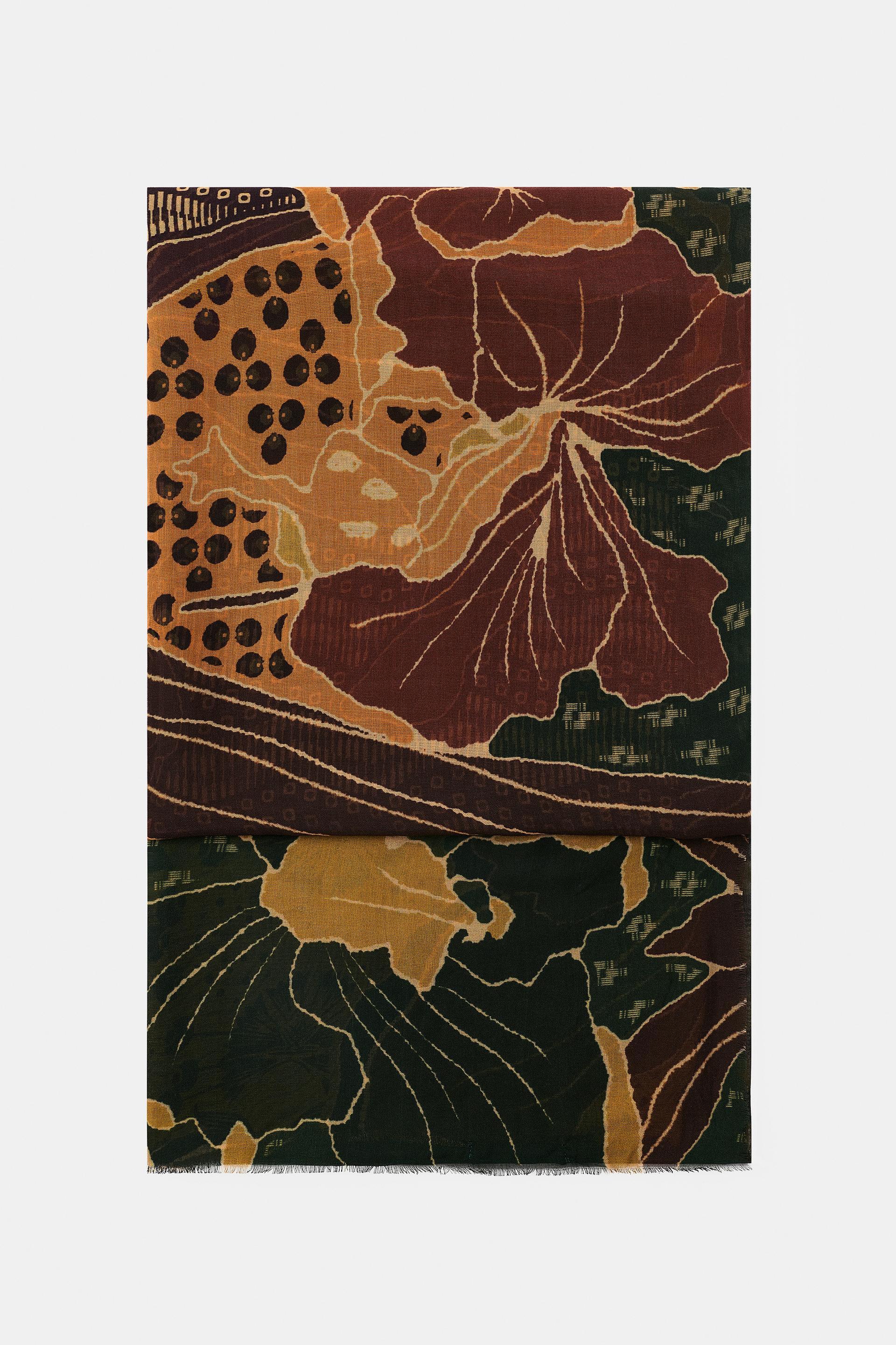 FLORAL PRINT MODAL SILK SCARF by ZARA