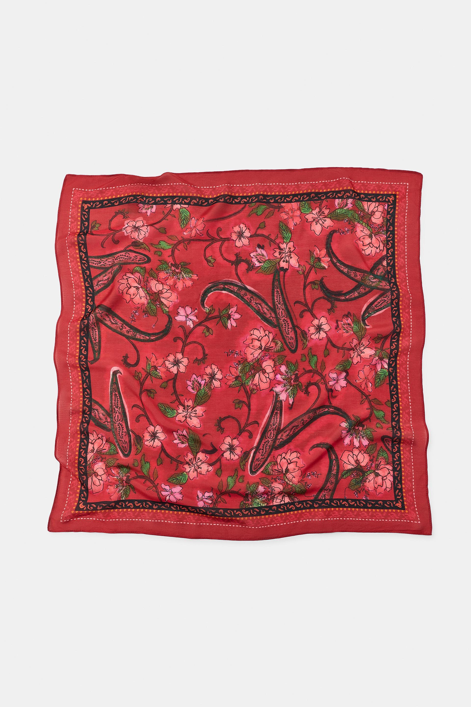 FLORAL PRINT SILK SCARF by ZARA
