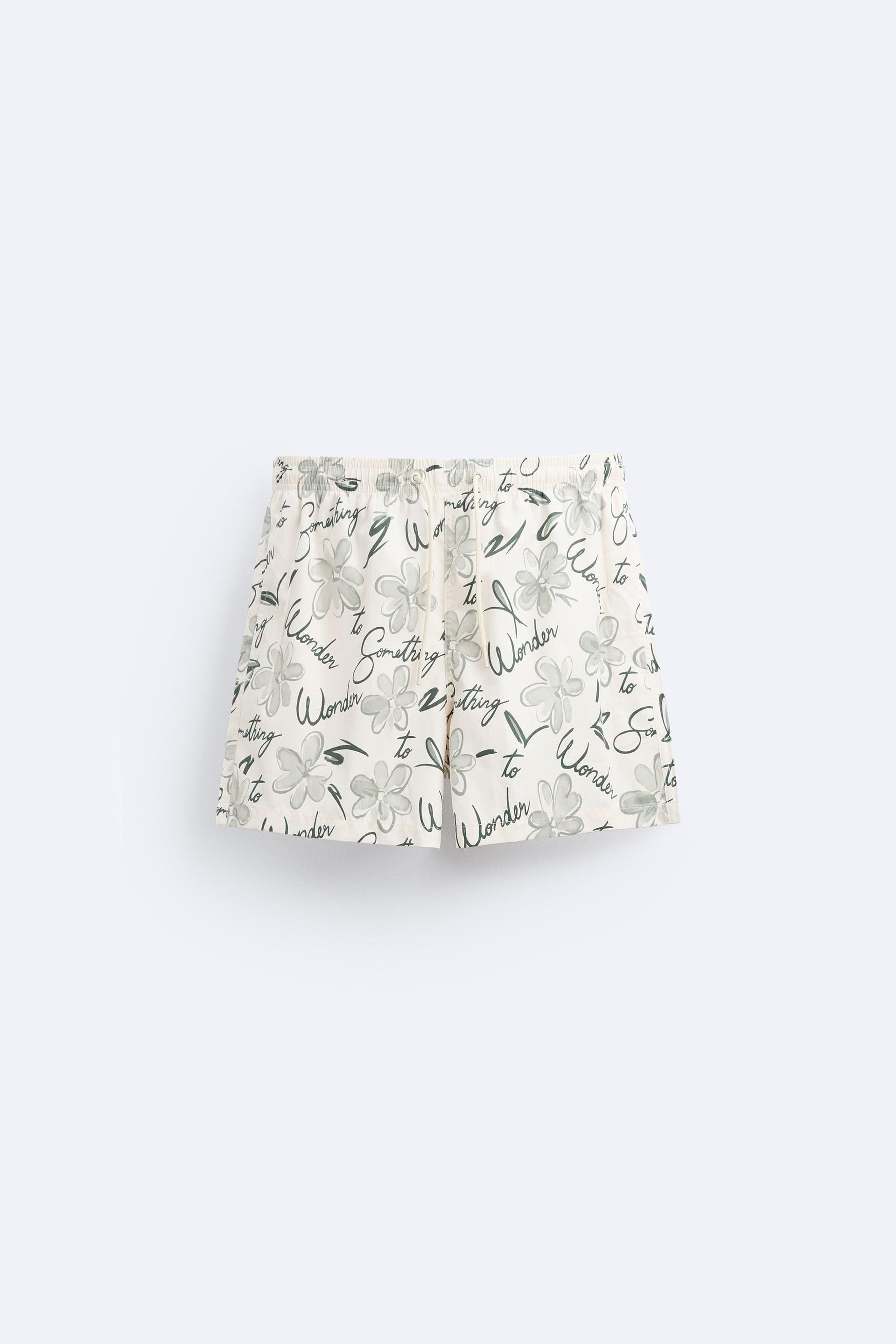 FLORAL PRINT SWIMMING TRUNKS by ZARA