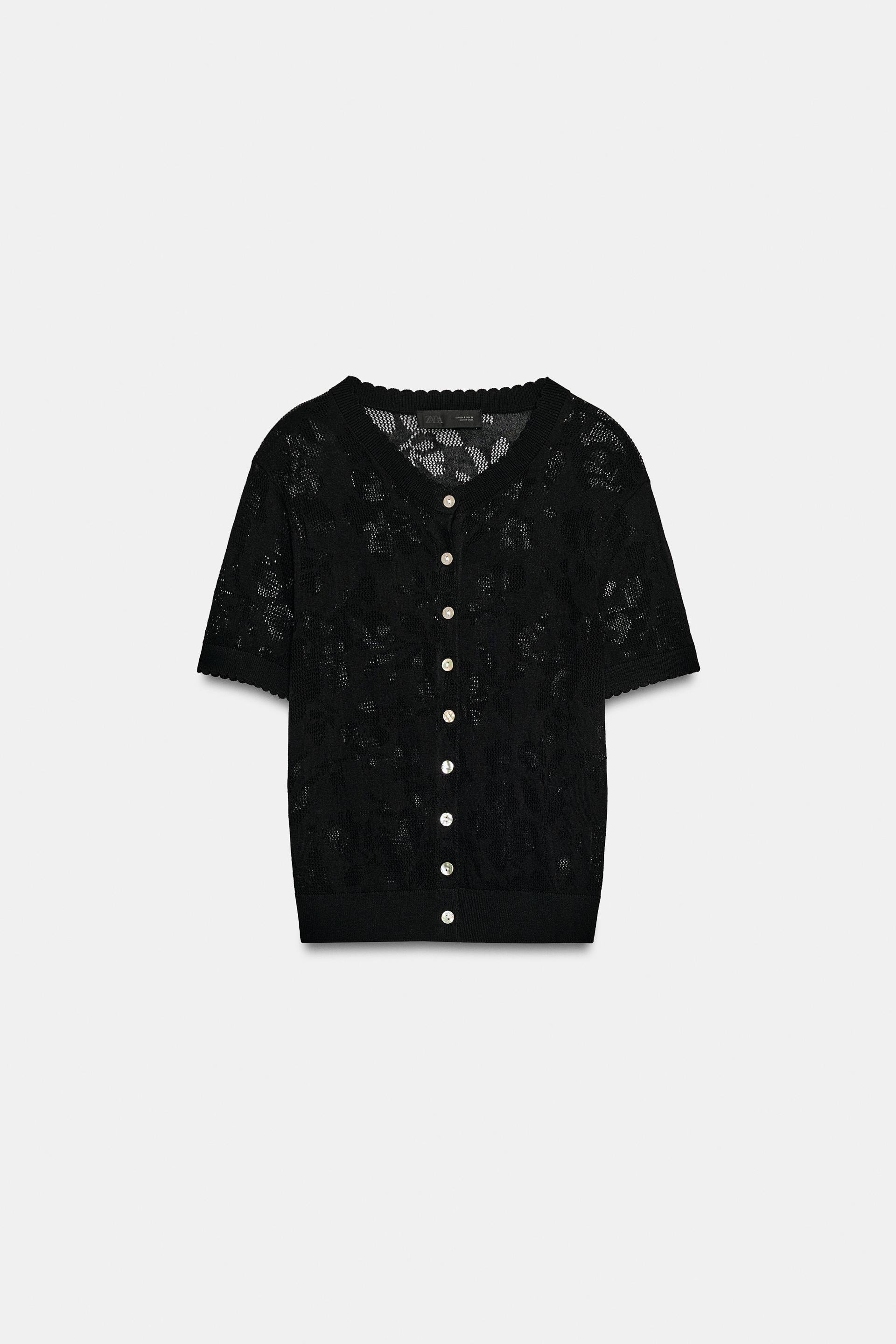 FLORAL SHORT-SLEEVE CARDINGAN by ZARA