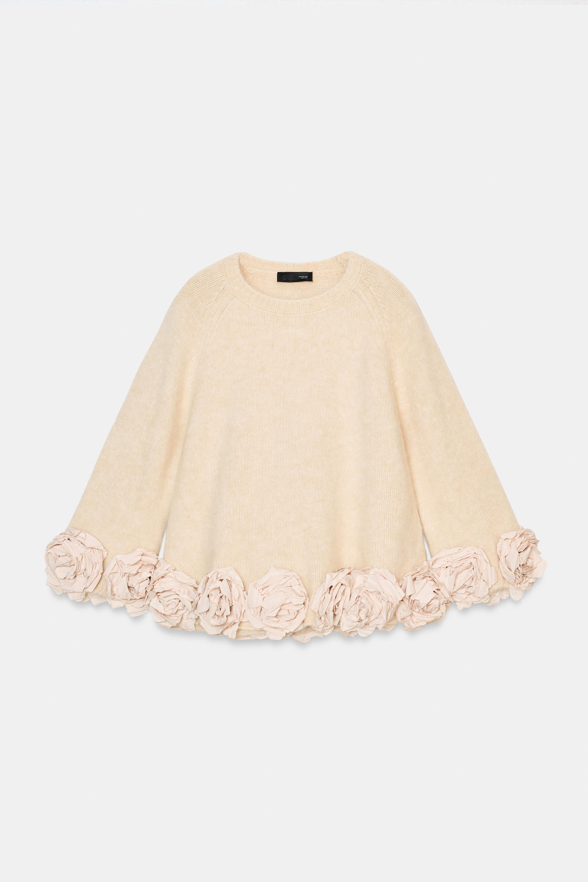 FLORAL TEXTURED COMBO KNIT JUMPER by ZARA