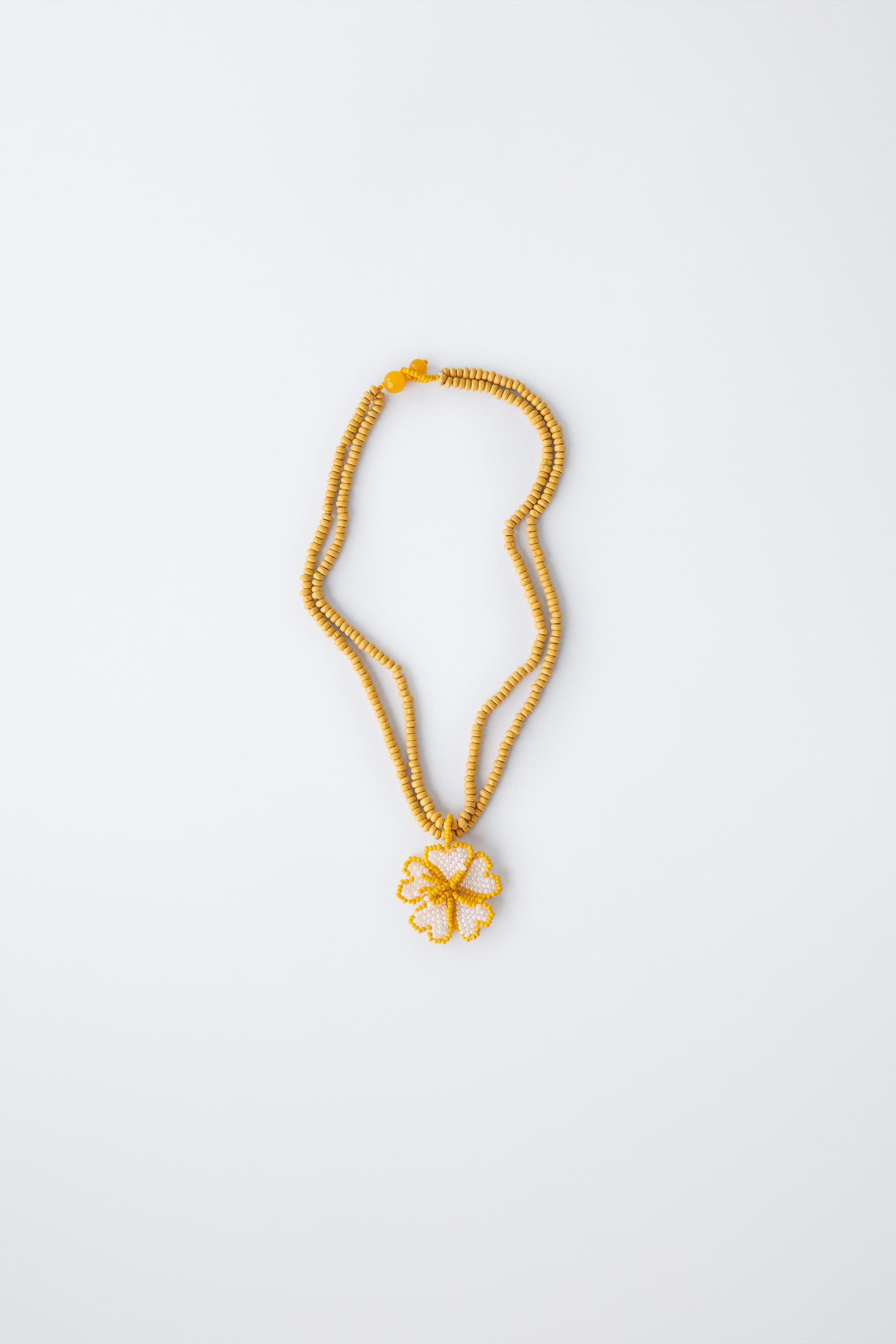 FLOWER BEADED NECKLACE by ZARA