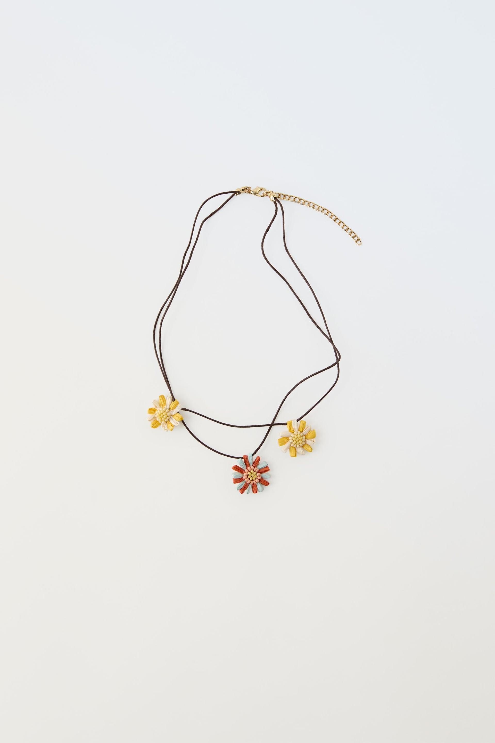 FLOWER CORD NECKLACE by ZARA