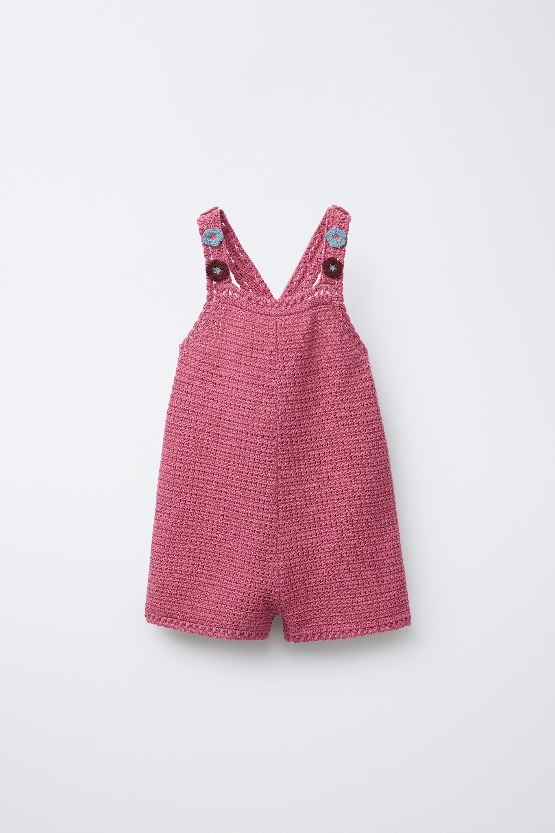 FLOWER CROCHET KNIT OVERALL SHORTS by ZARA