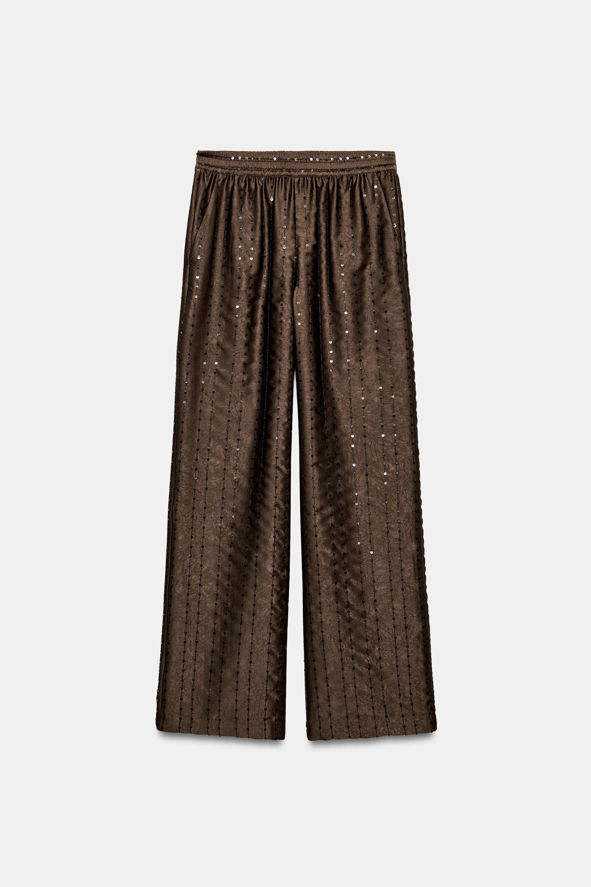 FLOWY SEQUIN PANTS by ZARA