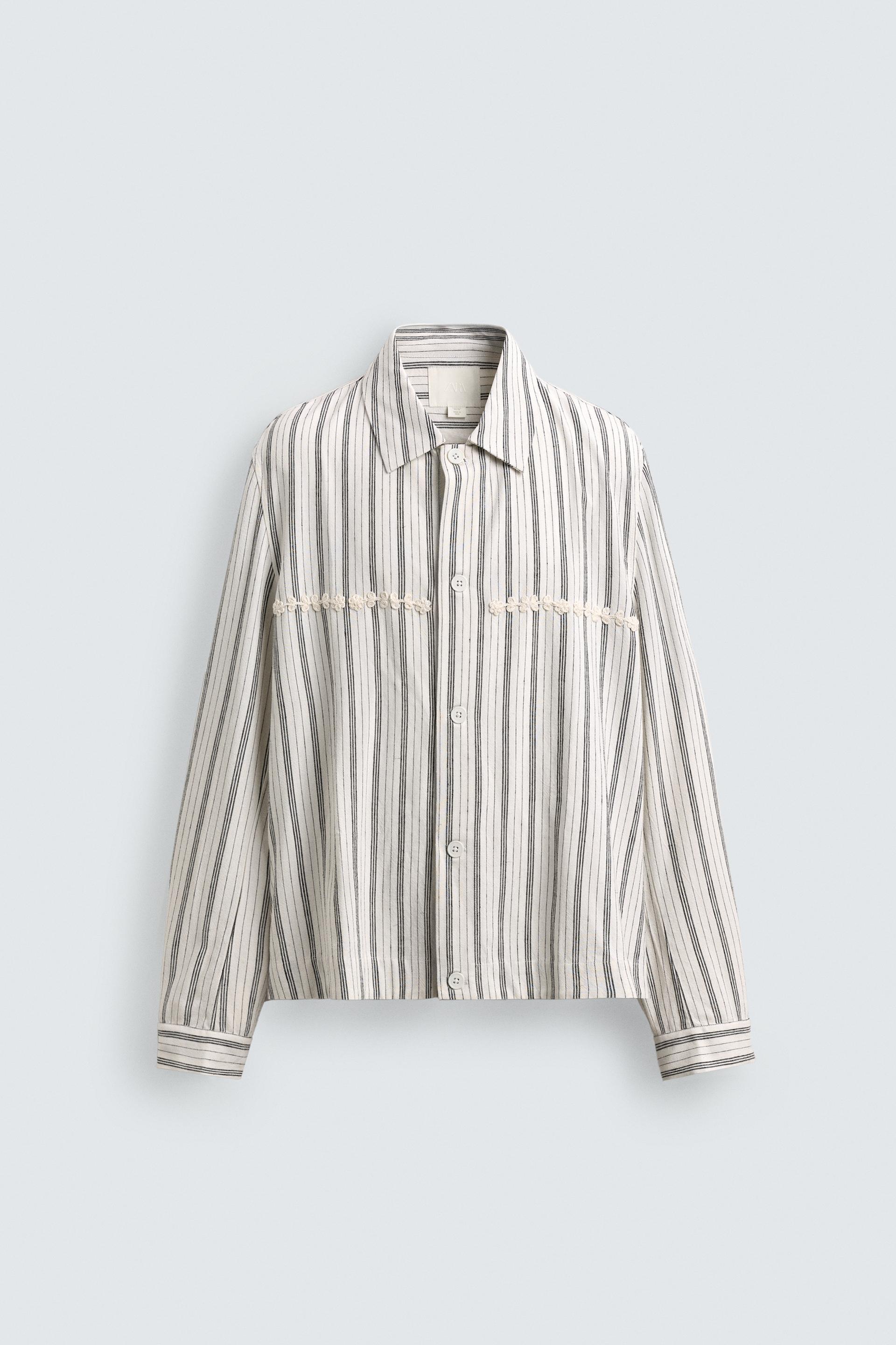 FLUID STRIPED EMBROIDERED OVERSHIRT by ZARA