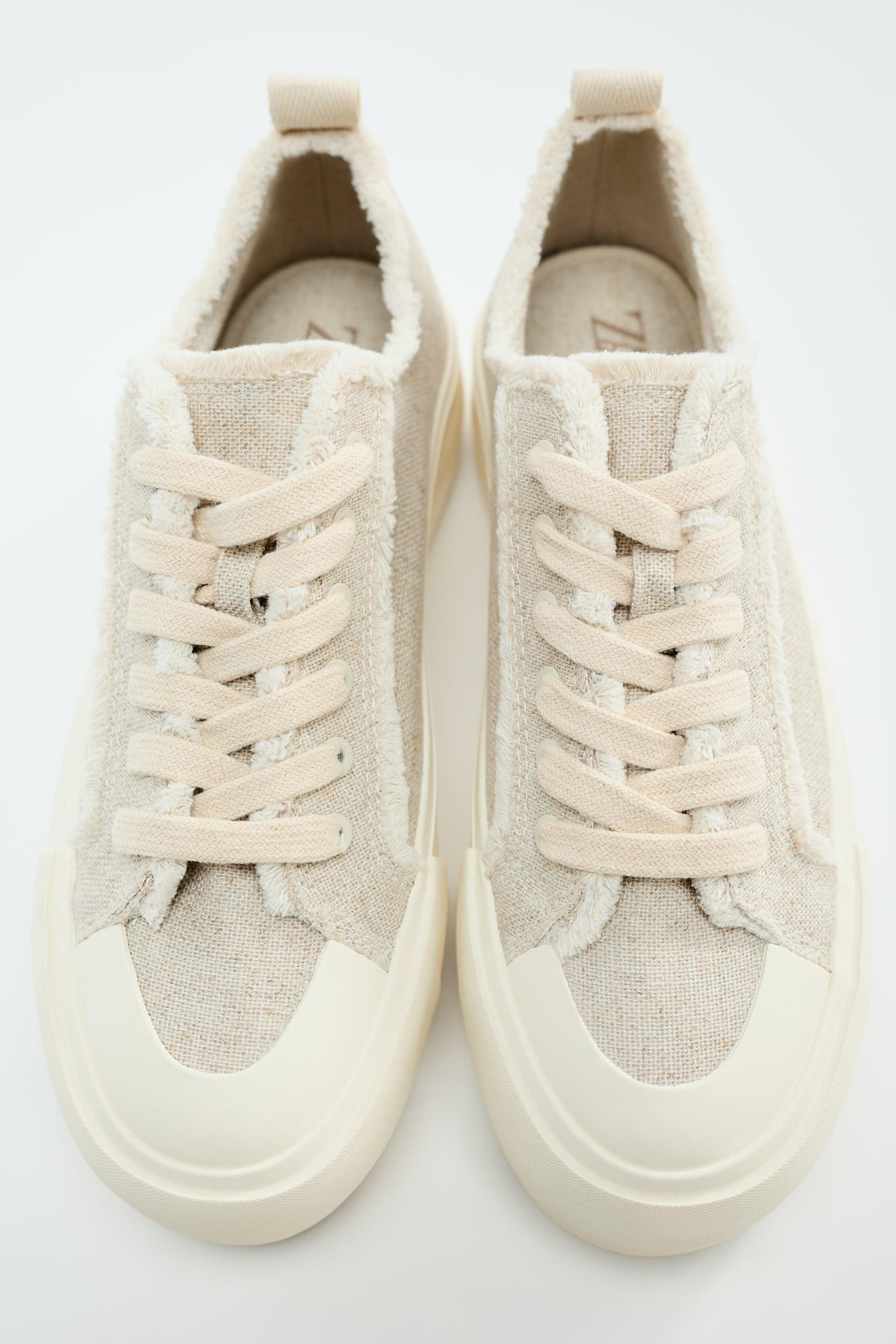 FRAYED FABRIC SNEAKERS by ZARA