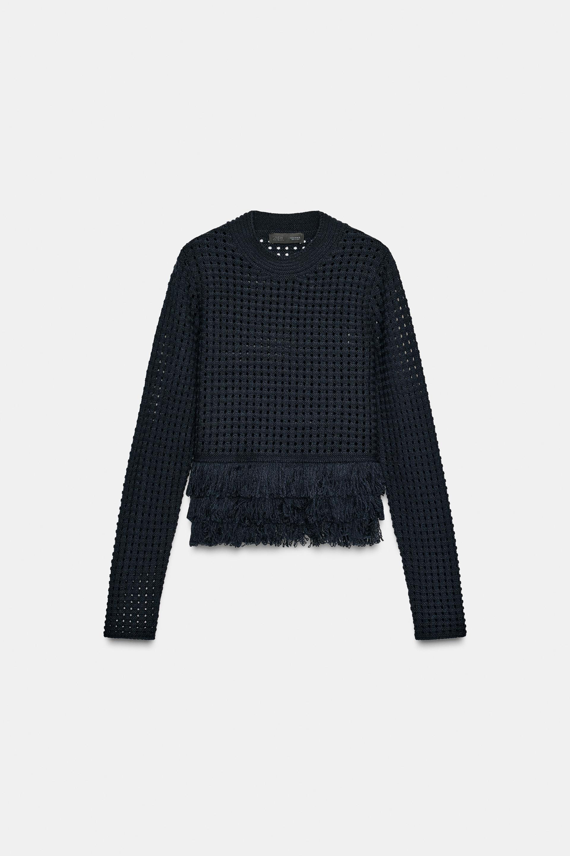 FRINGED PLAID KNIT JUMPER by ZARA
